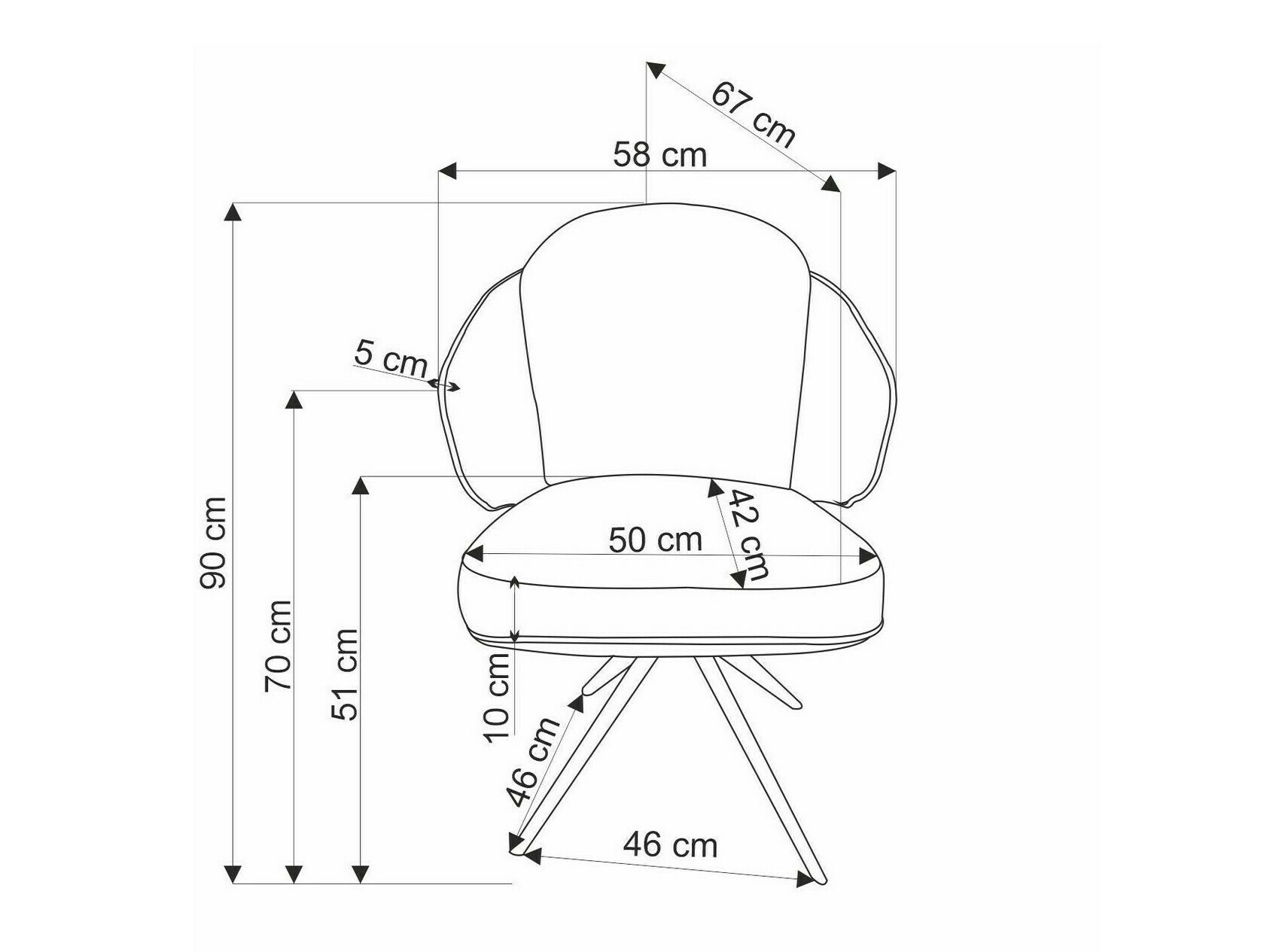 Sedia Houston 1823 (Grigio + Grigio chiaro)