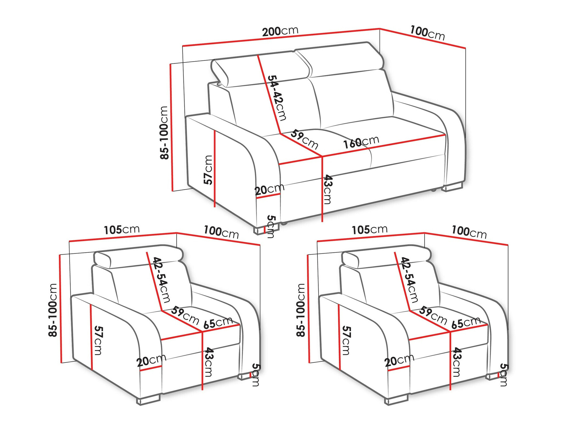 Set mobili imbottiti Ovos (Crown 10)