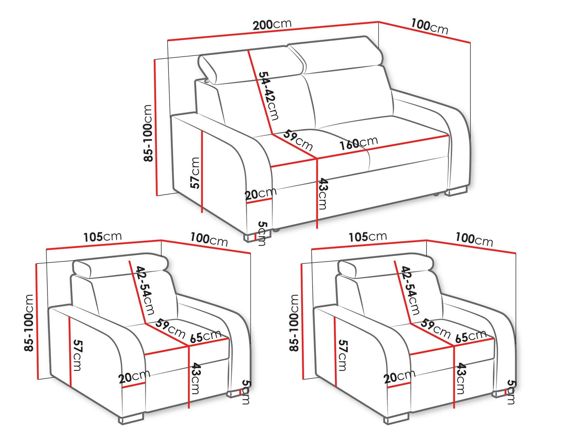 Set mobili imbottiti Ovos (Crown 17)
