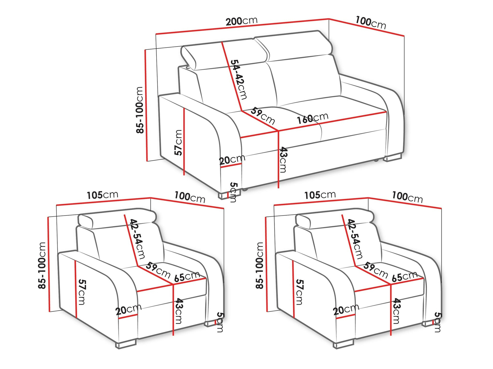 Set mobili imbottiti Ovos (Crown 18)