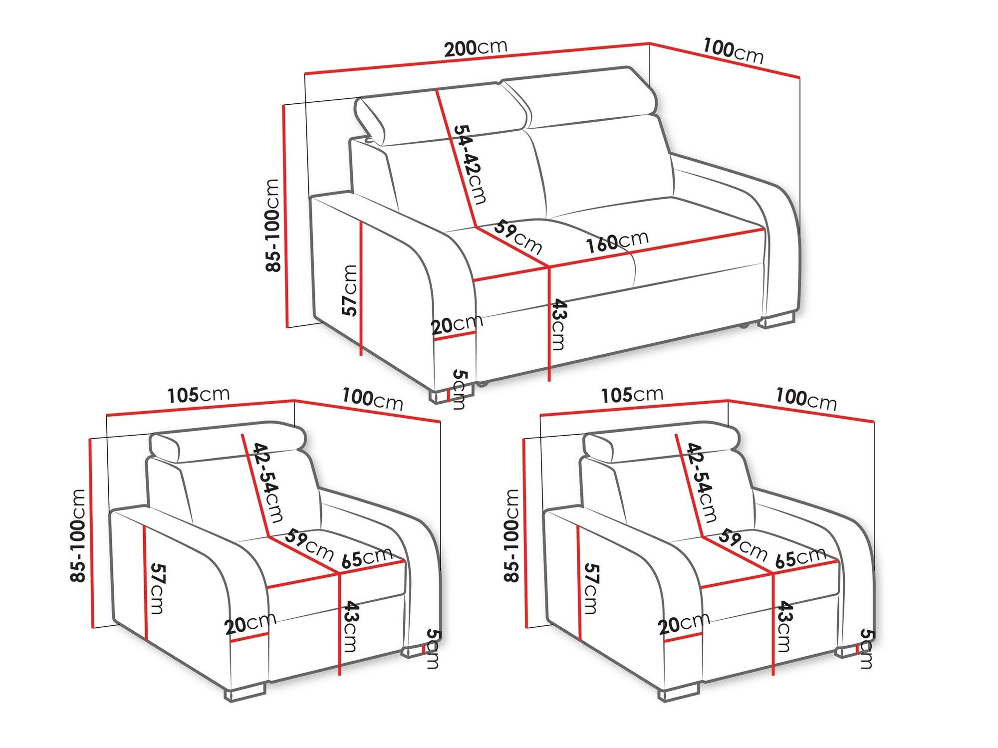 Set mobili imbottiti Ovos (Crown 4)