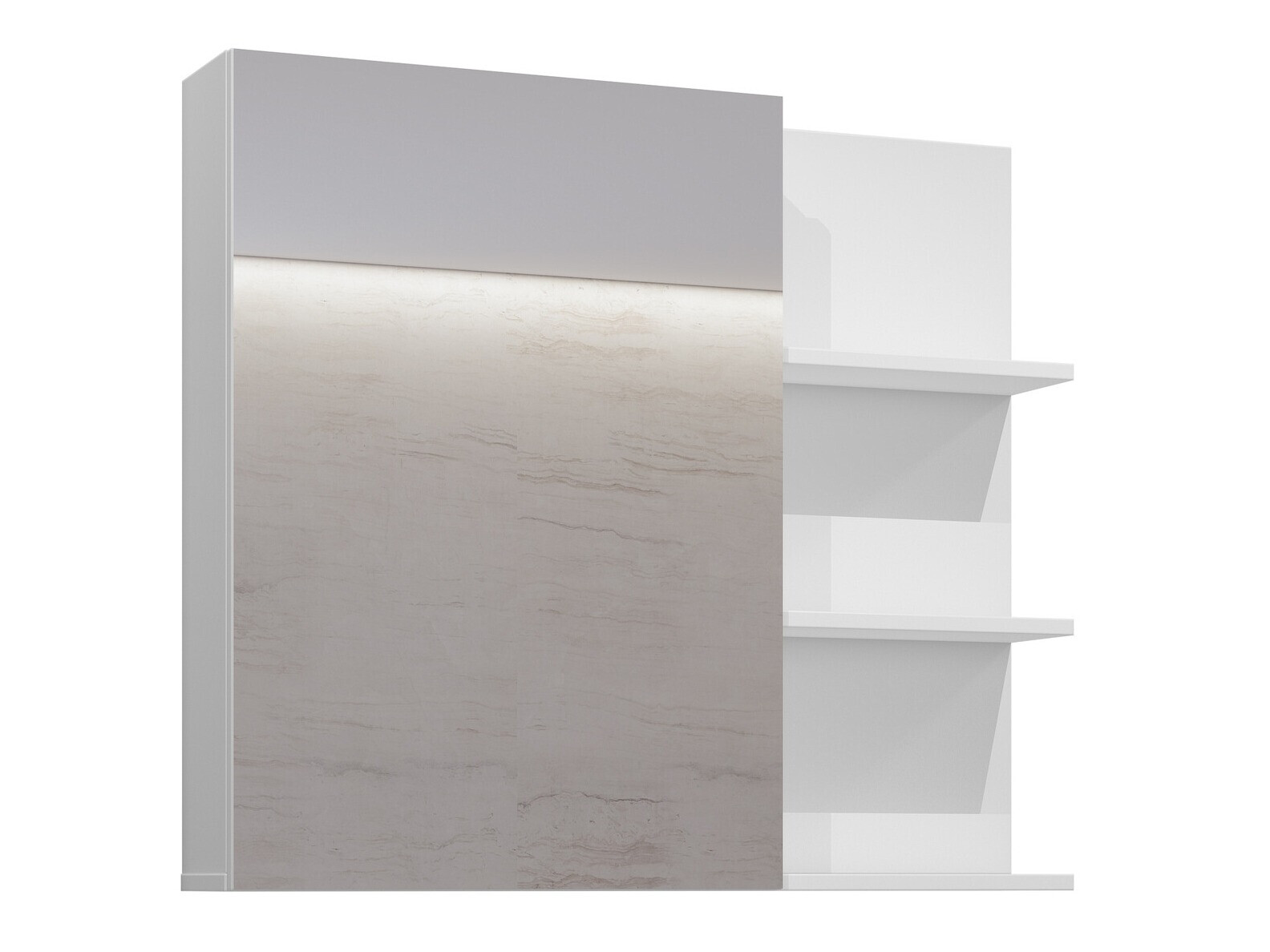 Armadietto a specchio da bagno Tecavu 102 (Bianco lucido + Bianco)