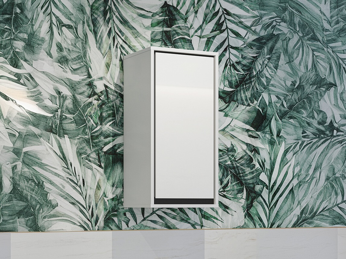 Mobiletto del bagno Tecavu 100 (Bianco lucido + Bianco)