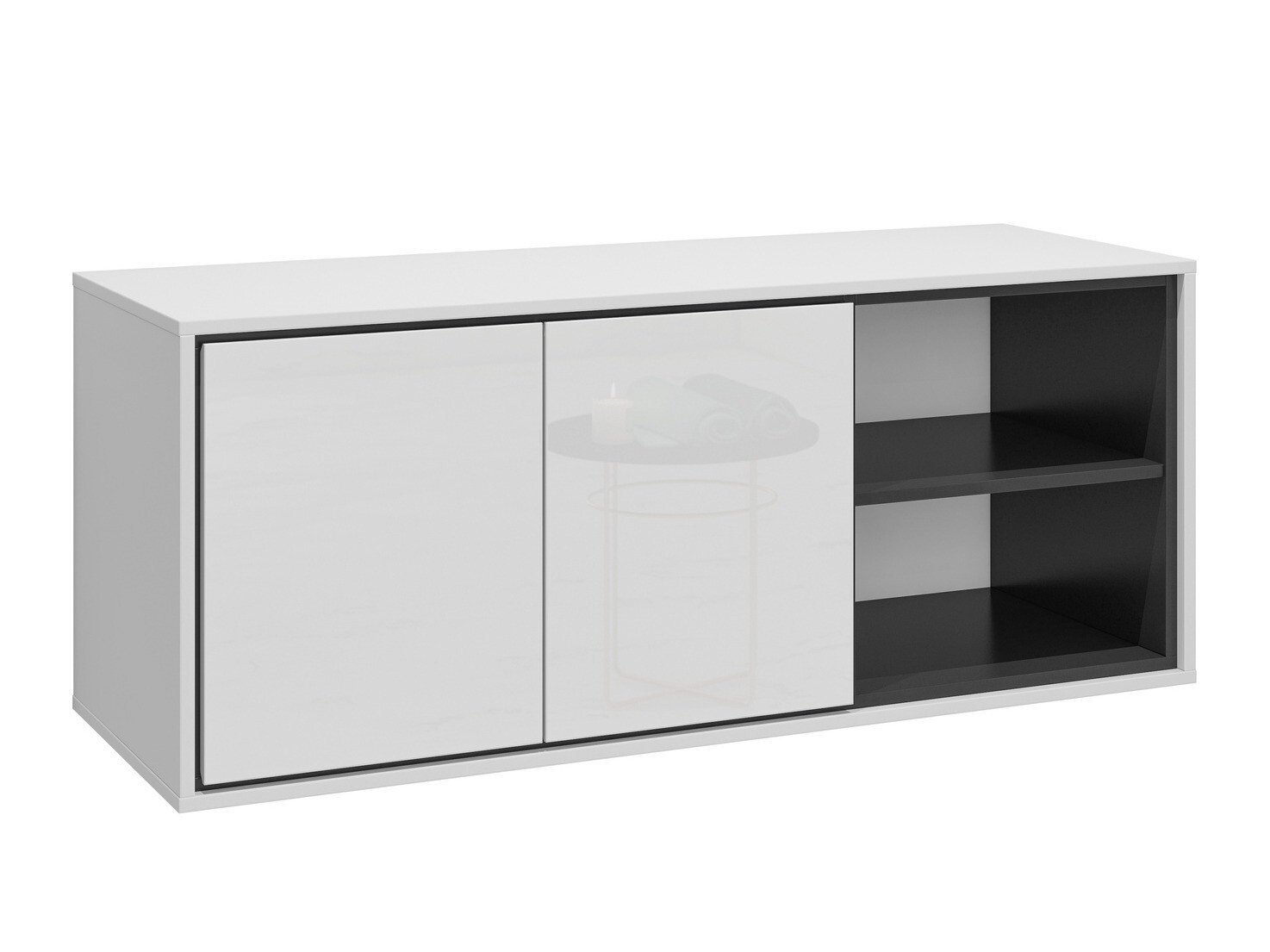 Mobiletto del bagno Tecavu 104 (Bianco lucido + Bianco)