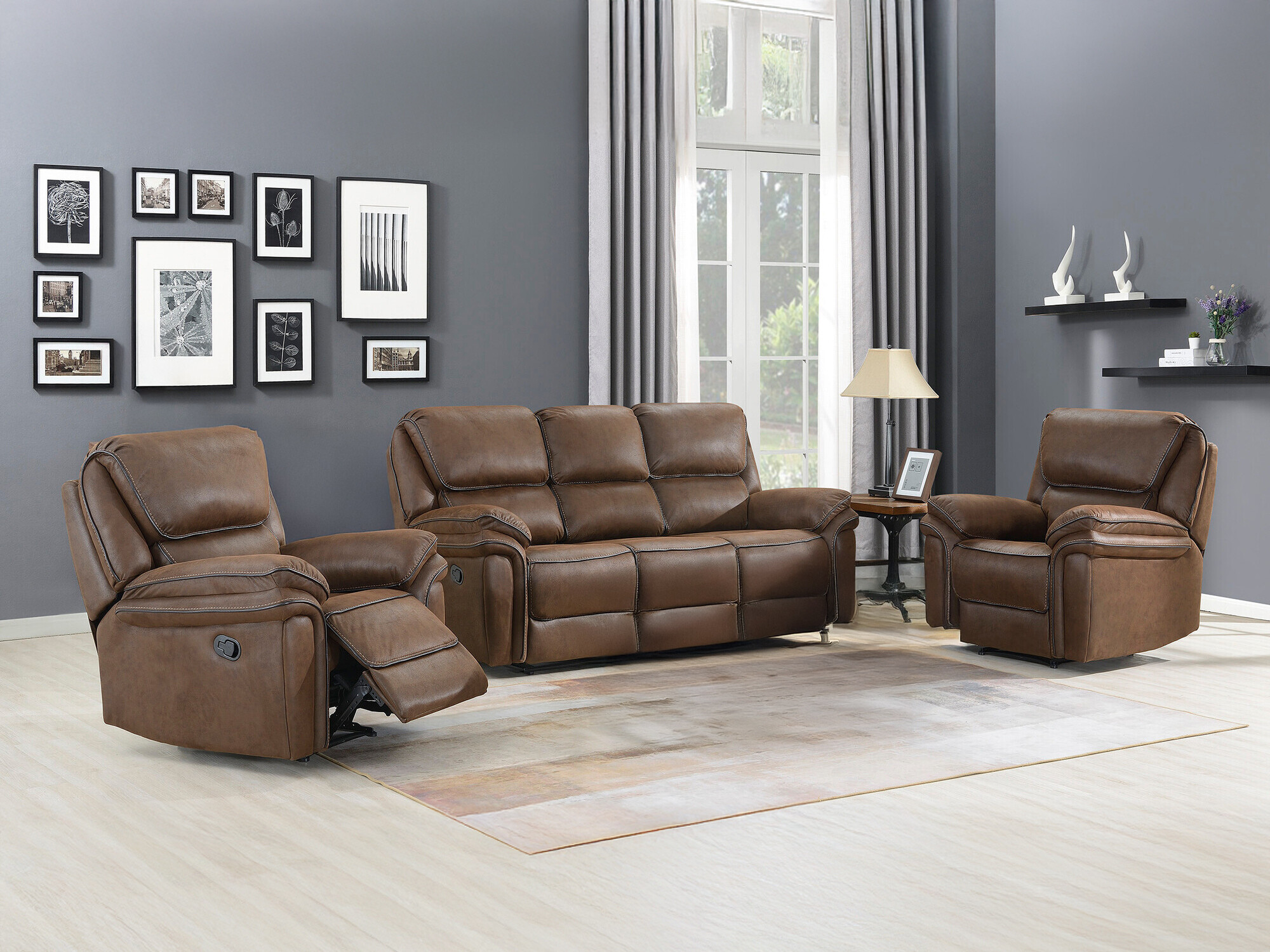 Set mobili imbottiti Dallas 4726 (Marrone)