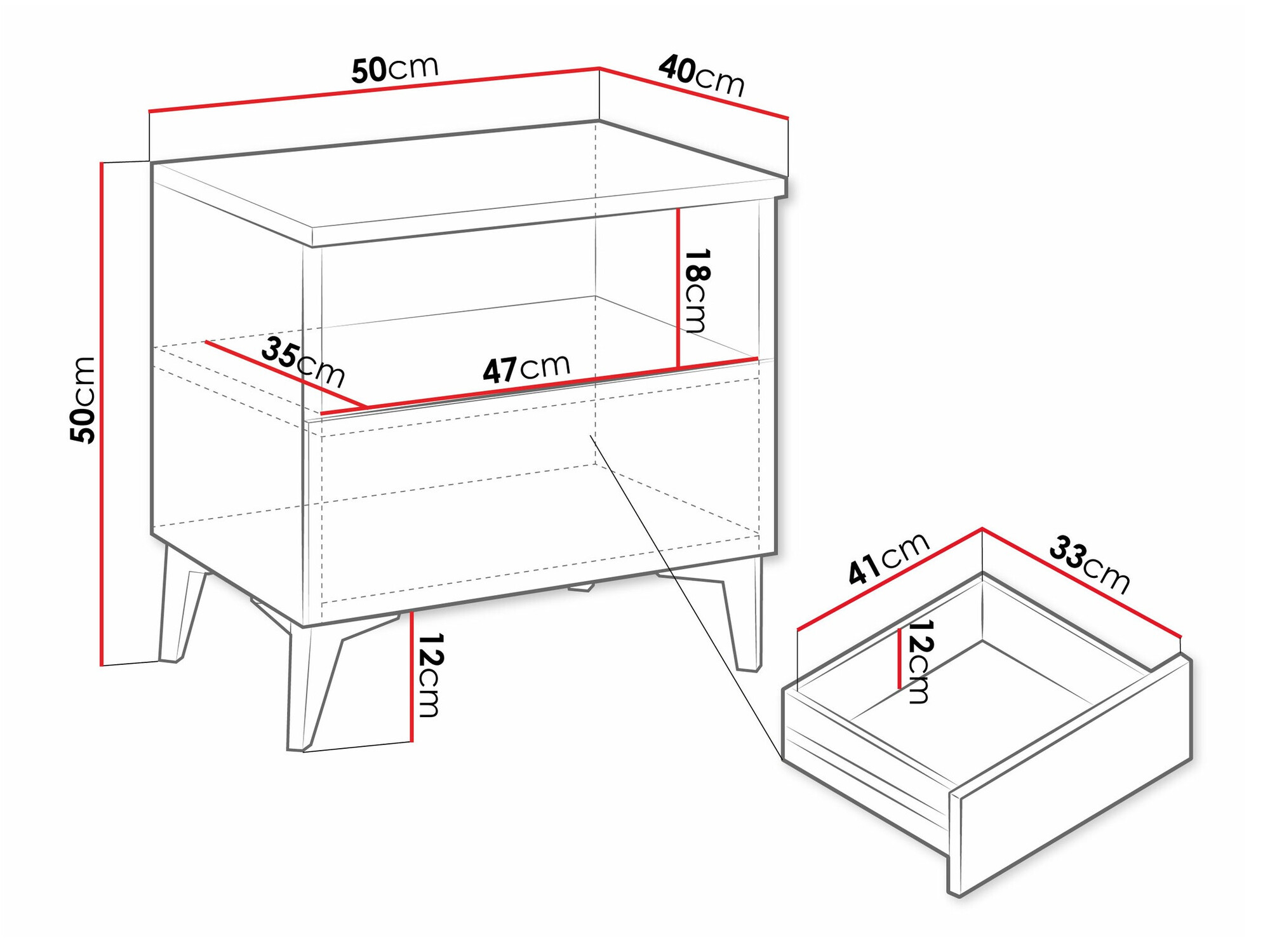 Comodino Comfivo 493 (Bianco + Bianco lucido)