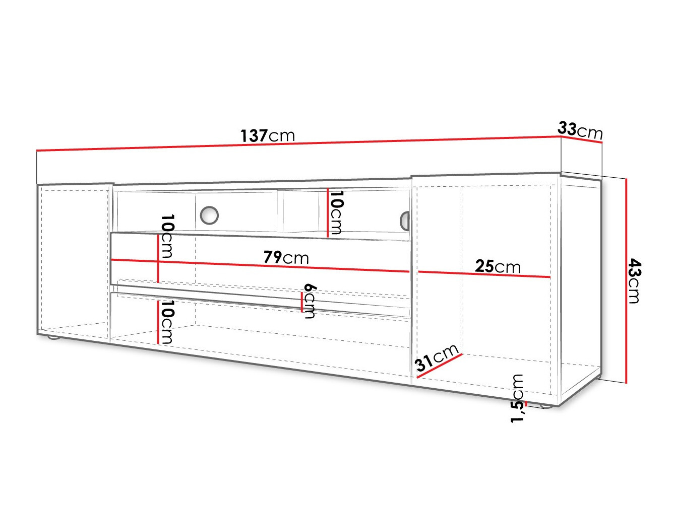 Mobile porta TV Ager (Bianco + Bianco lucido)