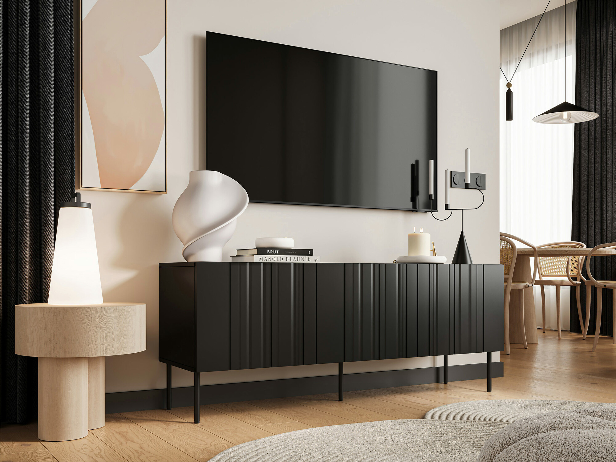 Mobile porta TV Evavese 102 (Nero)