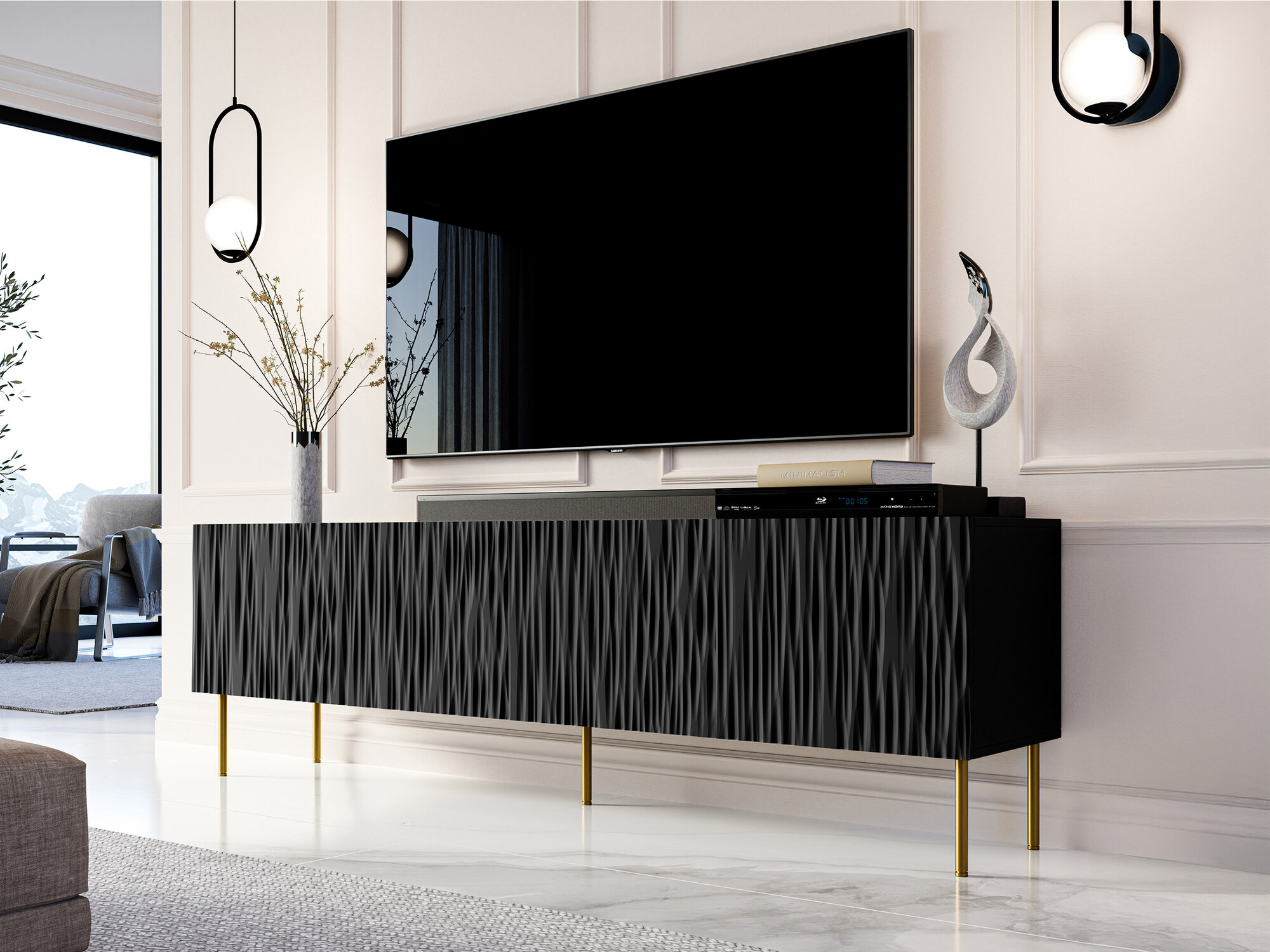 Mobile porta TV Lorelbo 103 (Nero + D'oro)