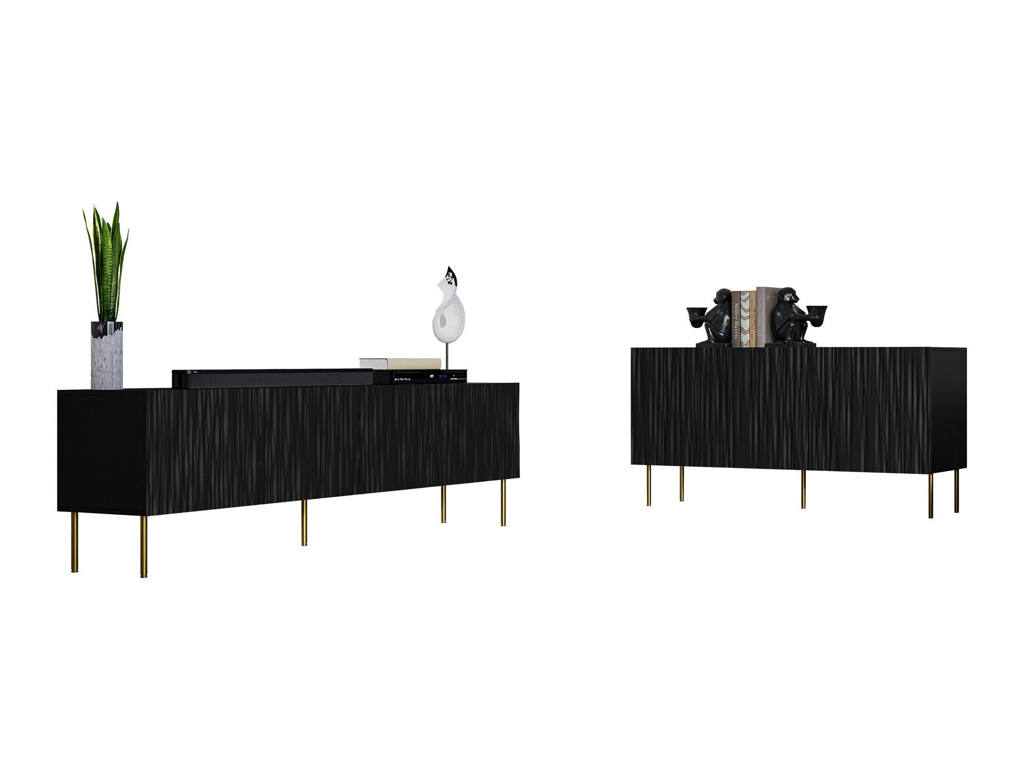 Parete attrezzata Lorelbo 104 (Nero + D'oro)