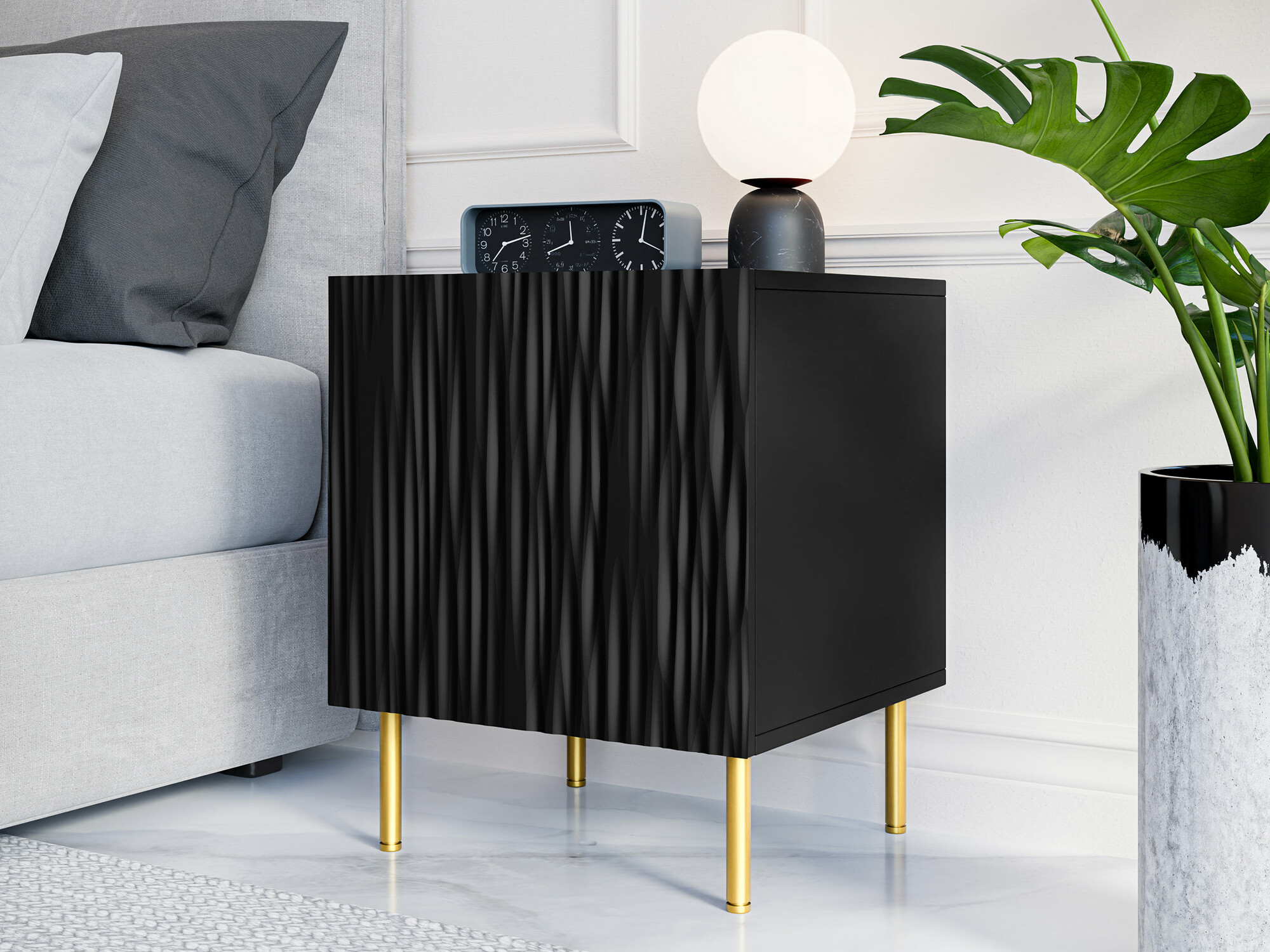 Set di comodini Lorelbo 102 (Nero + D'oro)
