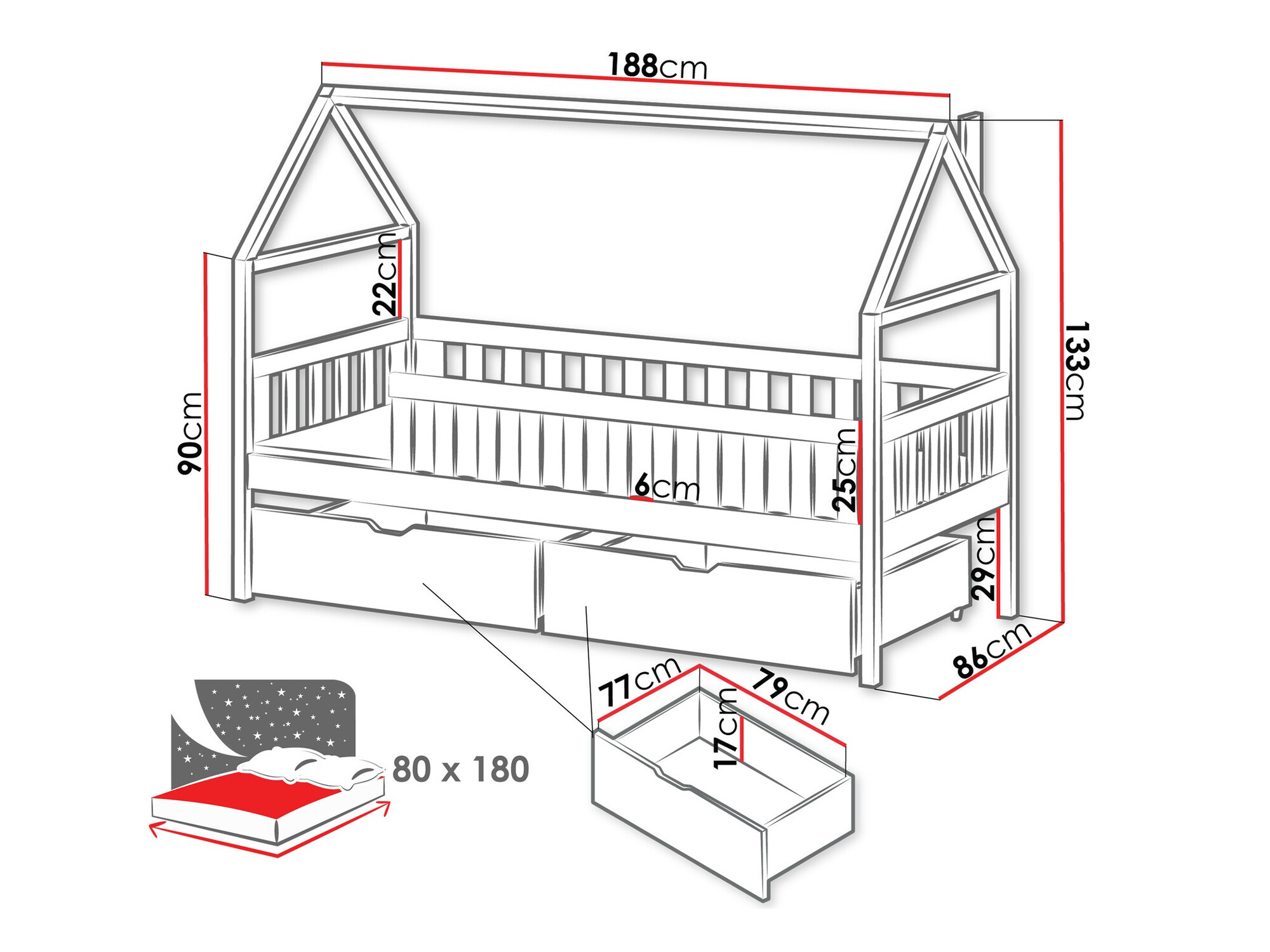 Letto Vista 116 (Bianco)
