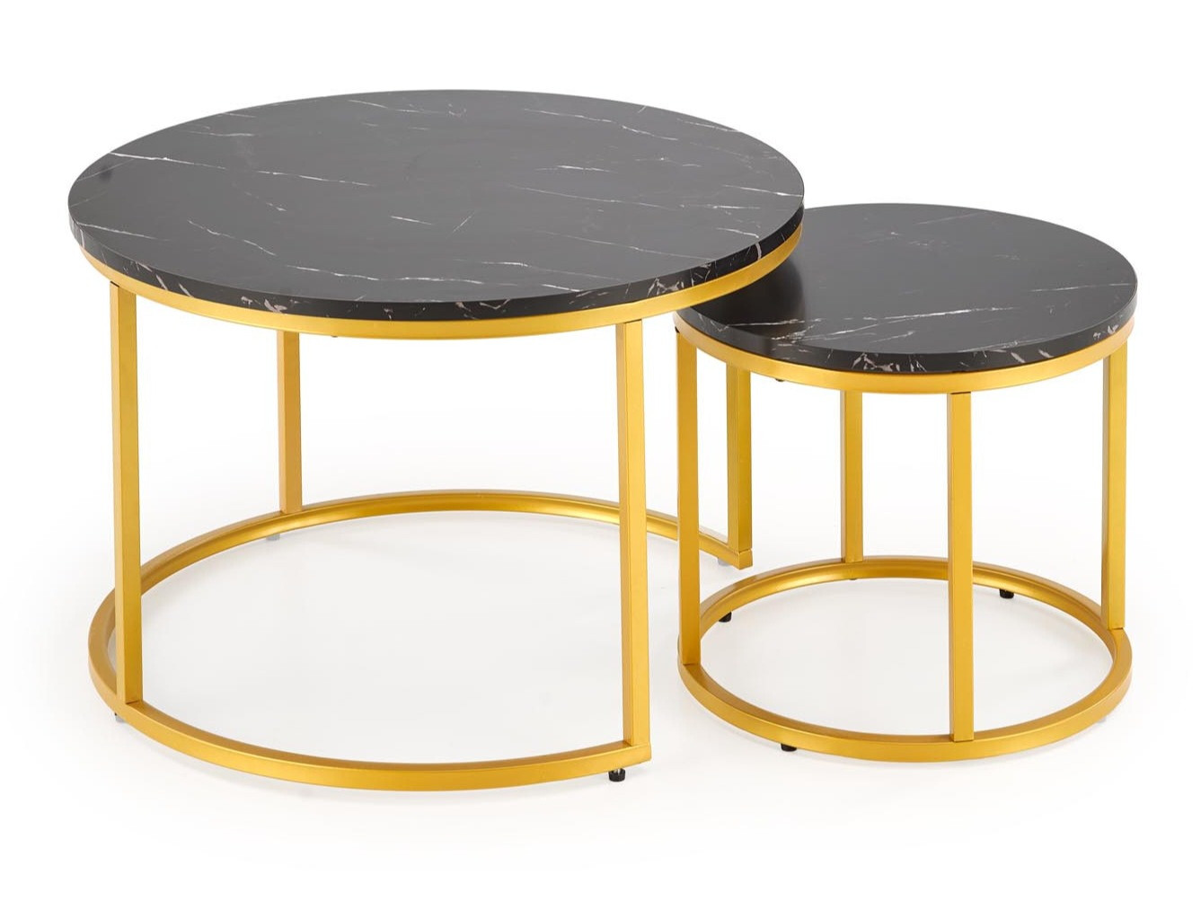 Set tavolino da caffè Houston 2213 (Marmo nero + D'oro)