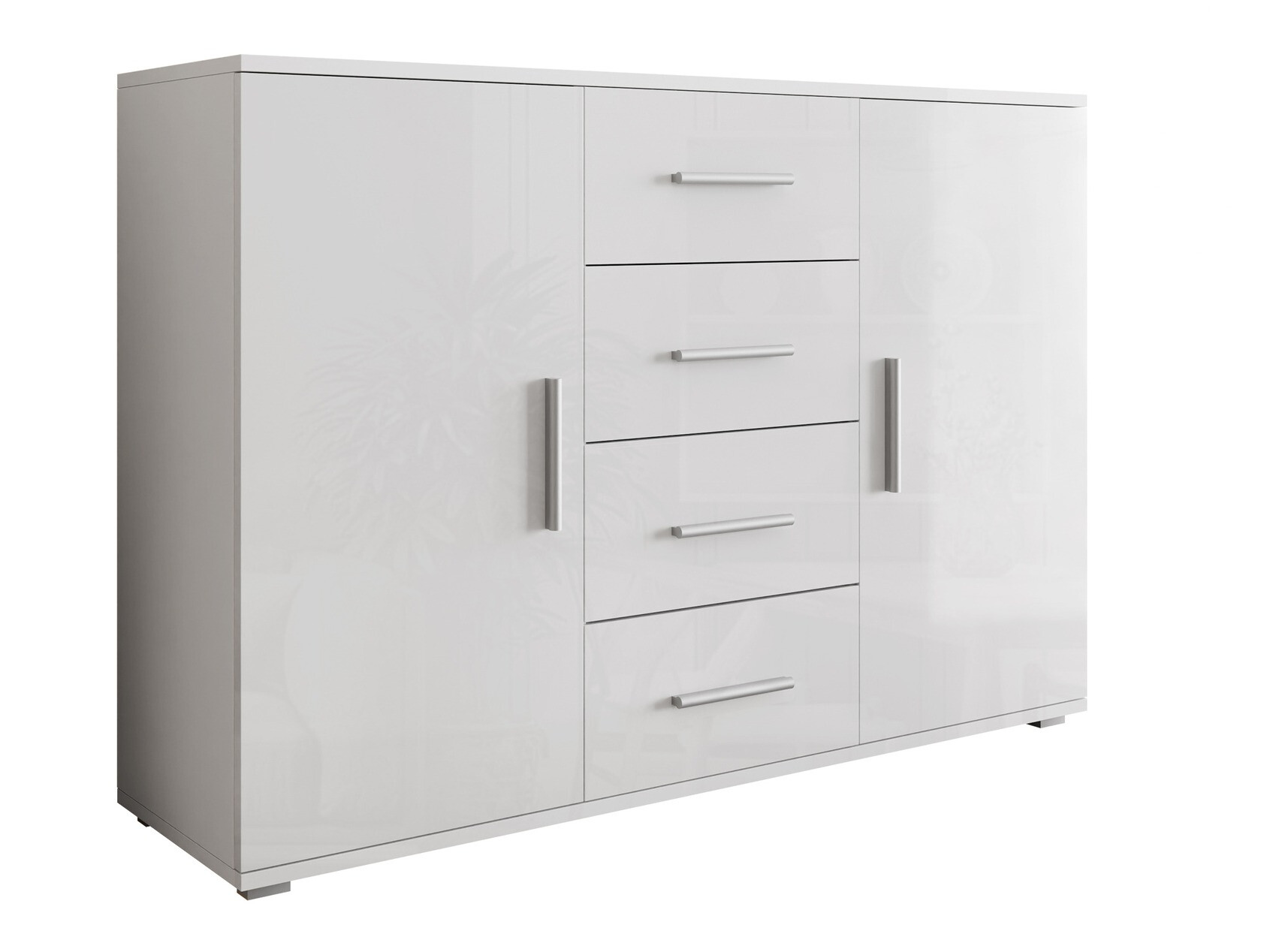 Cassettiera Charlotte 118 (Bianco + Bianco lucido)