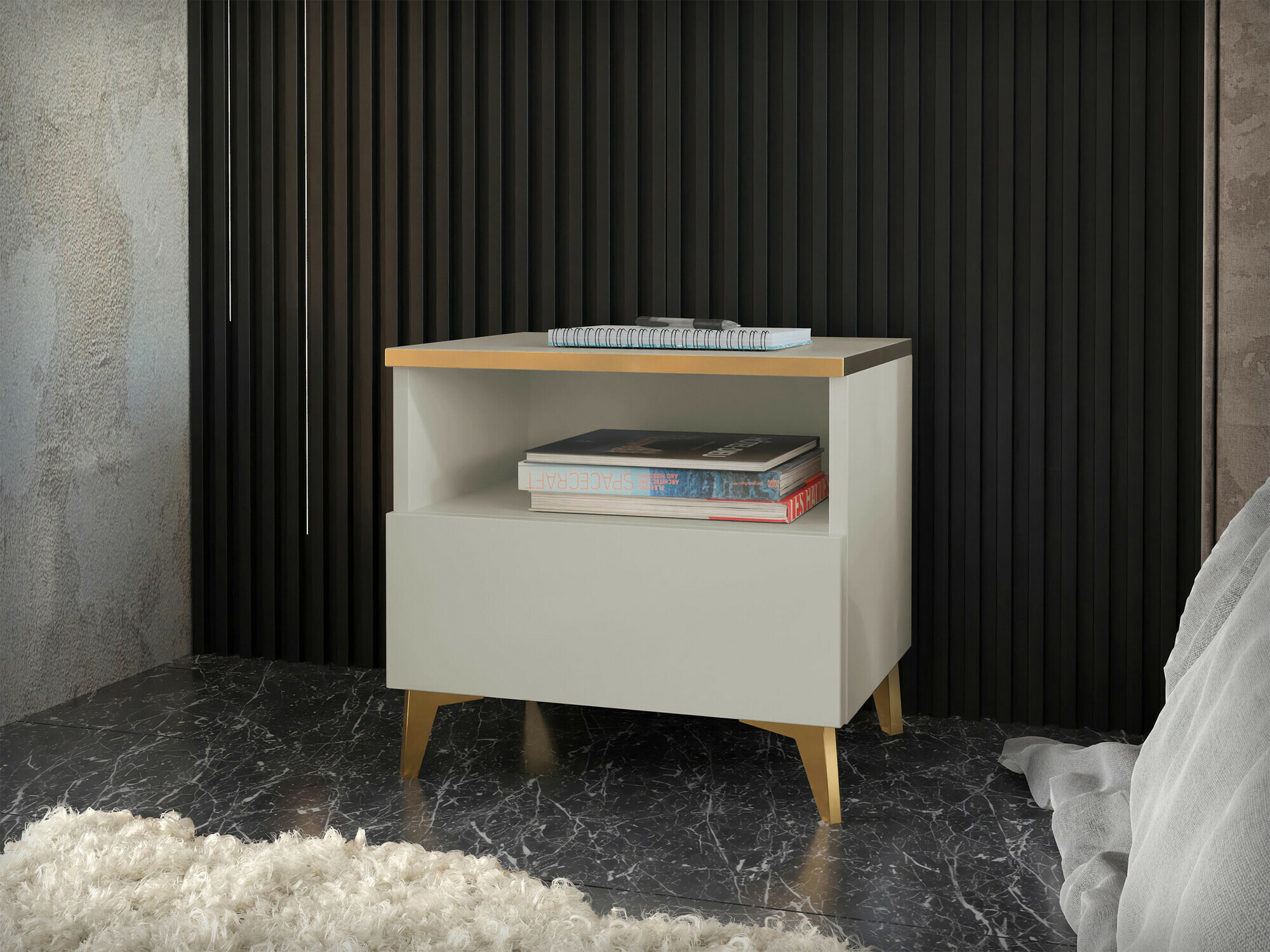 Comodino Comfivo 493 (Beige + Lucidare beige)