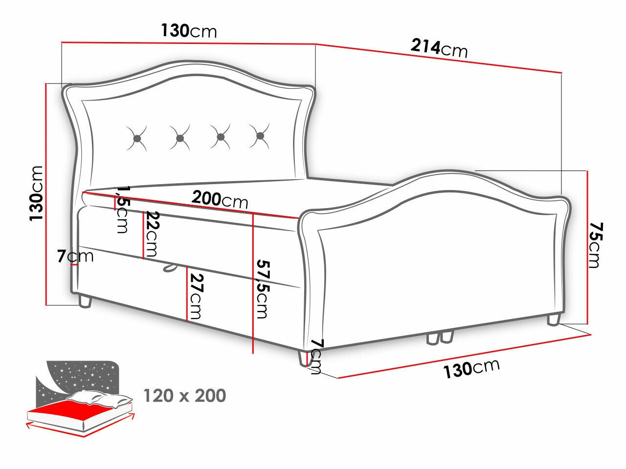Letto continentale Oleum I (Magic Velvet 2260)