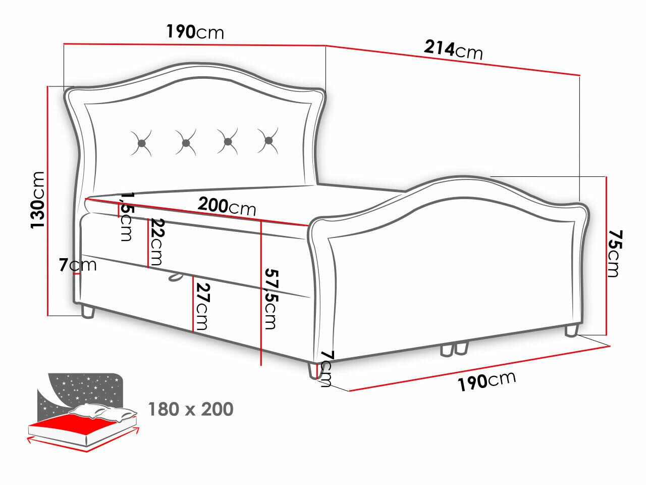Letto continentale Oleum I (Magic Velvet 2260)