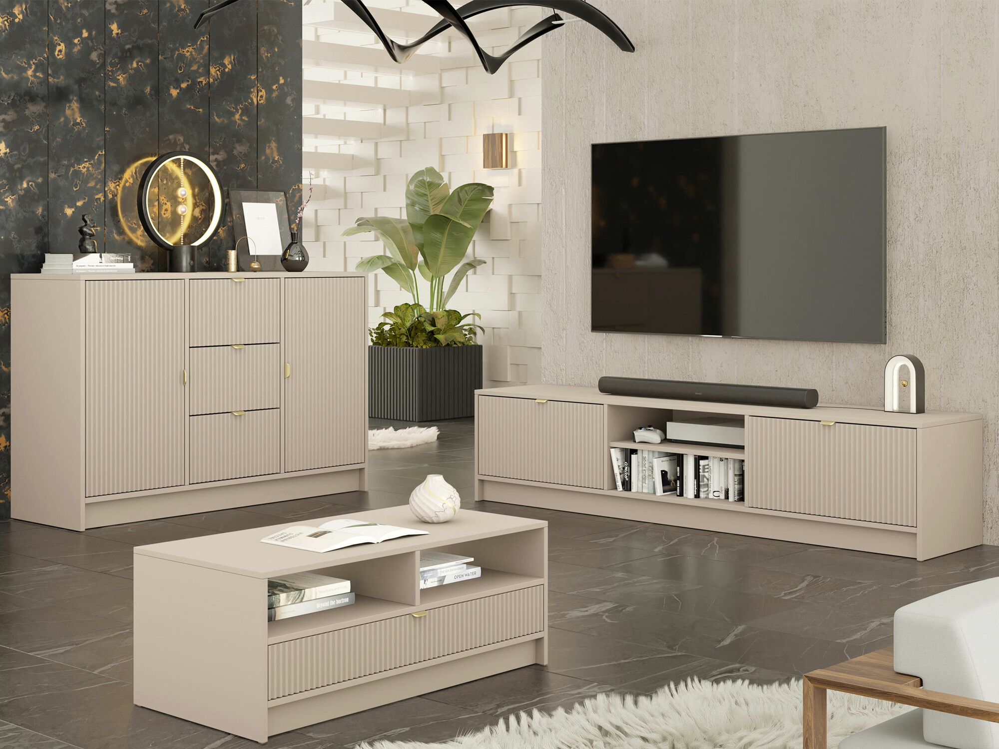 Parete attrezzata Comfivo Papilio I (Beige)