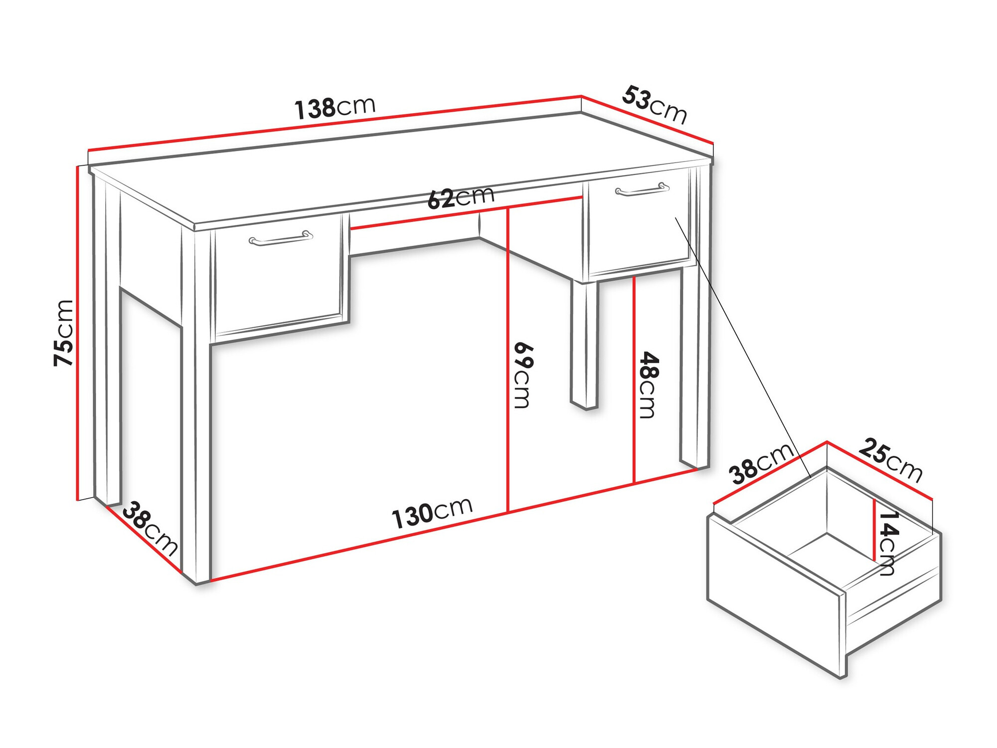 Scrivania da ufficio Venmelu 100 (Quercia di Wotan + Beige)