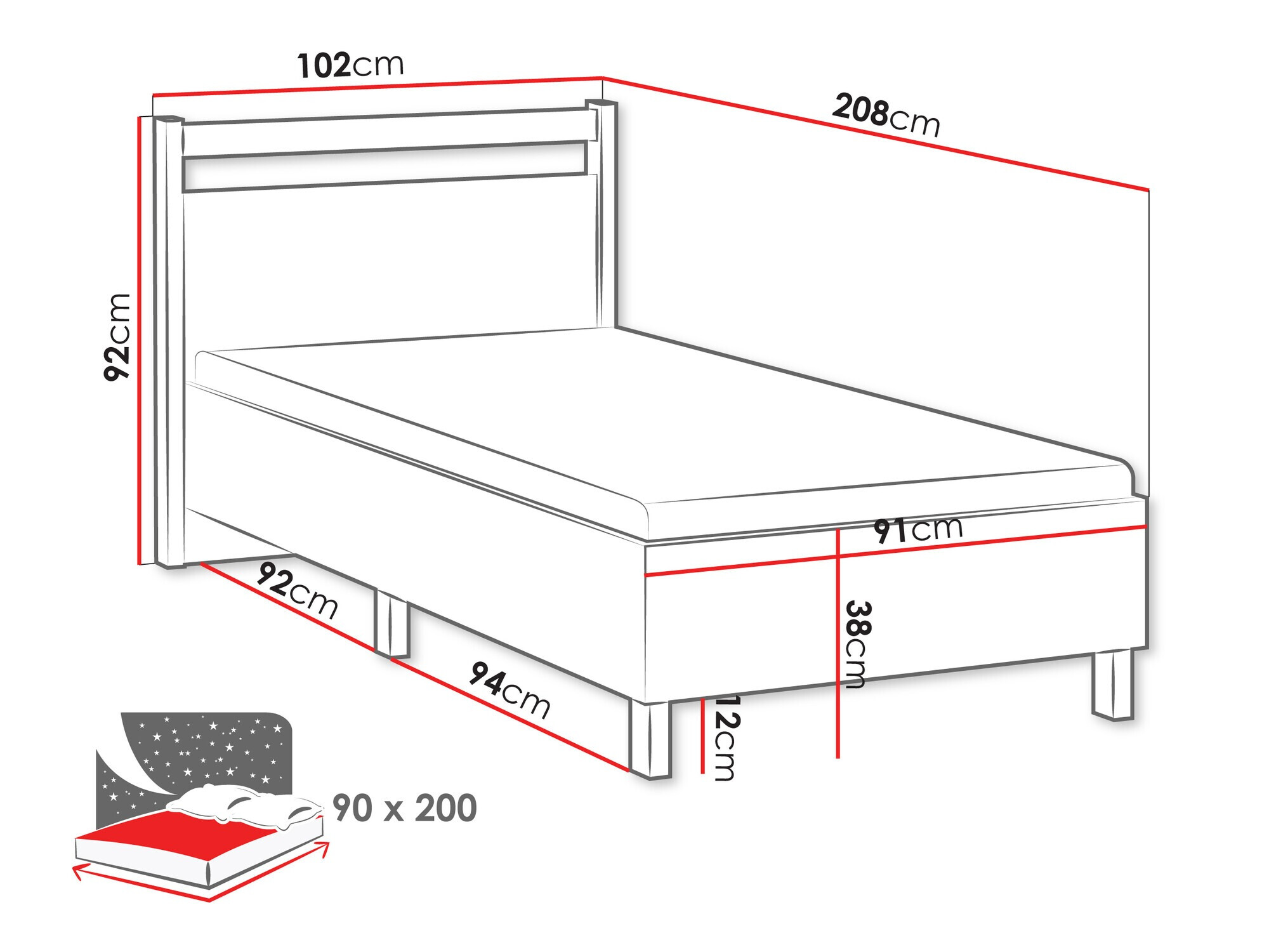 Letto Venmelu 107 (Quercia di Wotan + Beige)