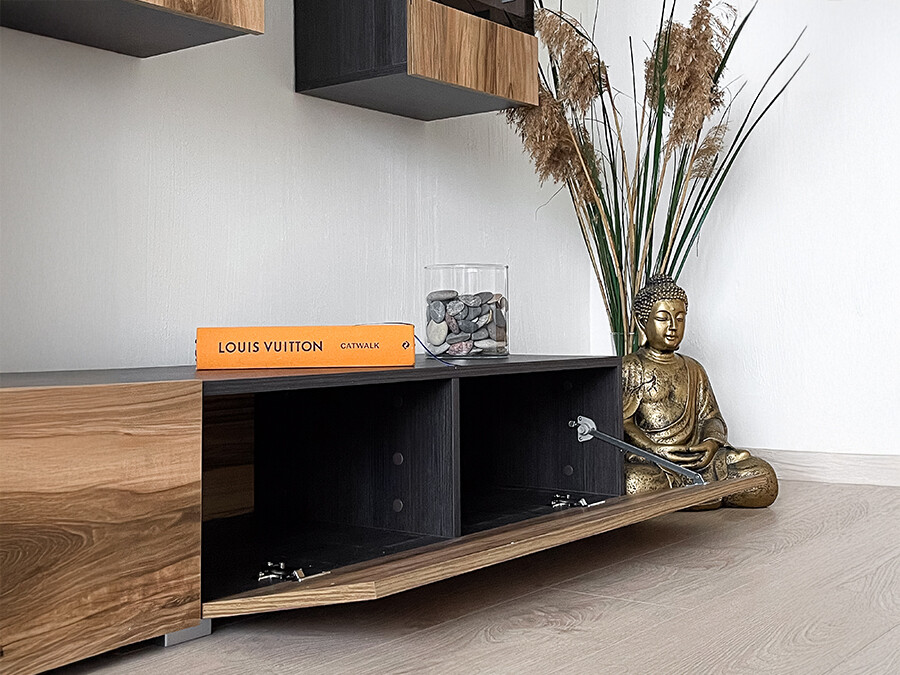 Parete attrezzata Serodeu 100 (Noce + Marrone scuro)