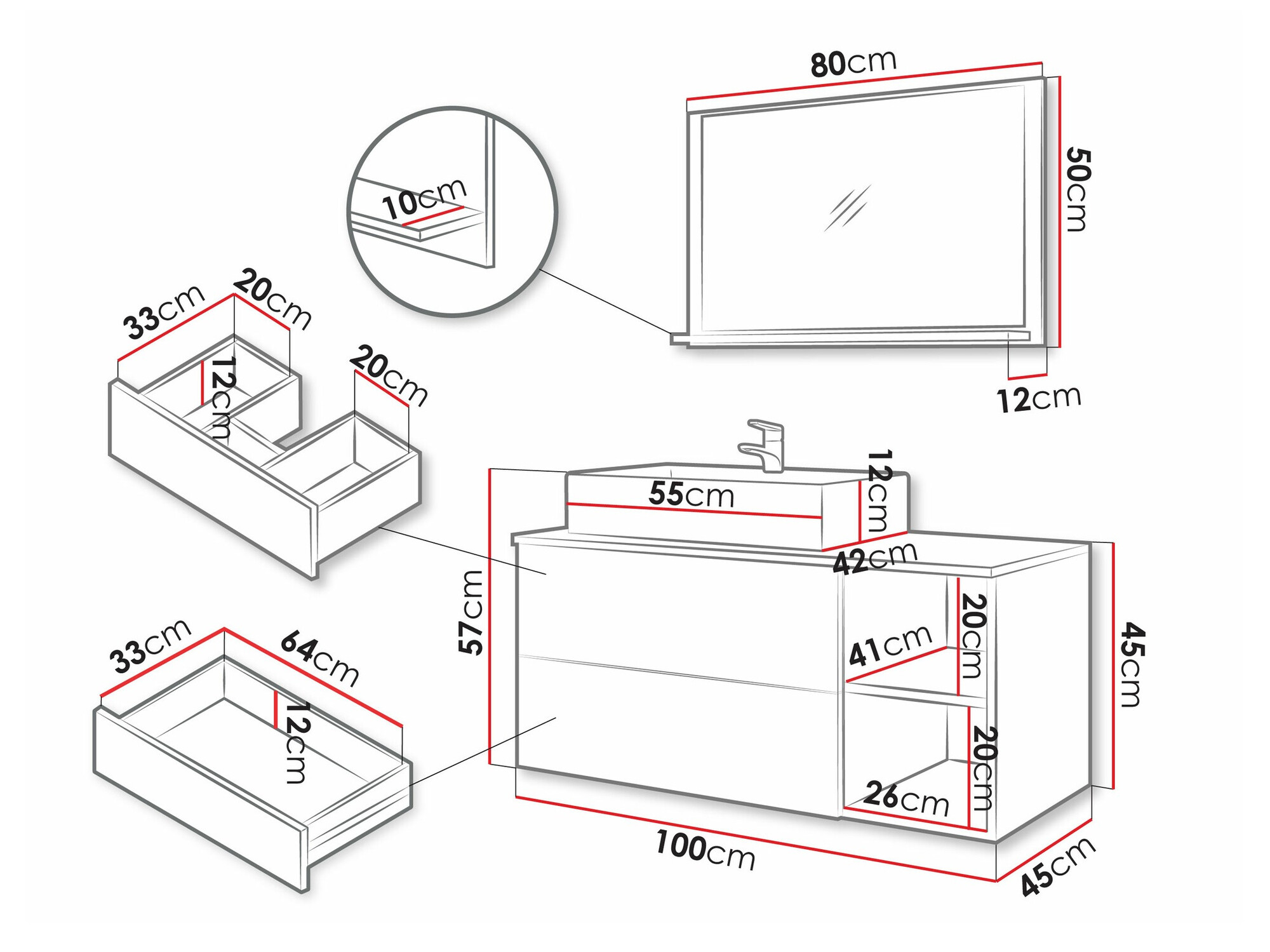 Set bagno Nauta (Bianco + Marmo bianco)
