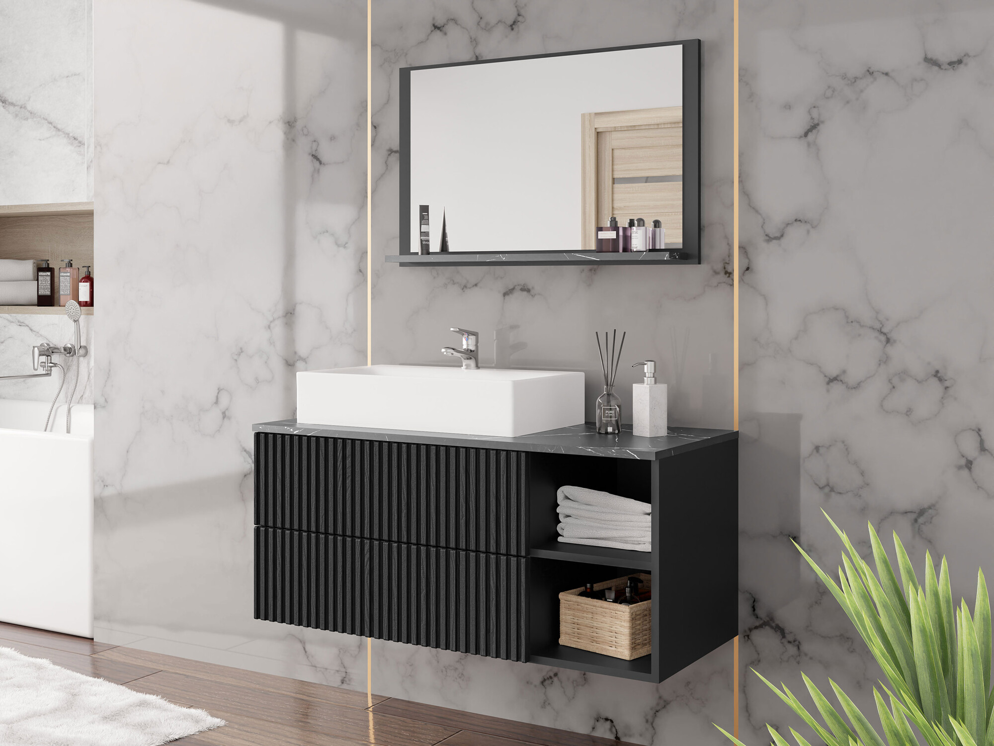 Set bagno Nauta (Nero + Marmo nero)