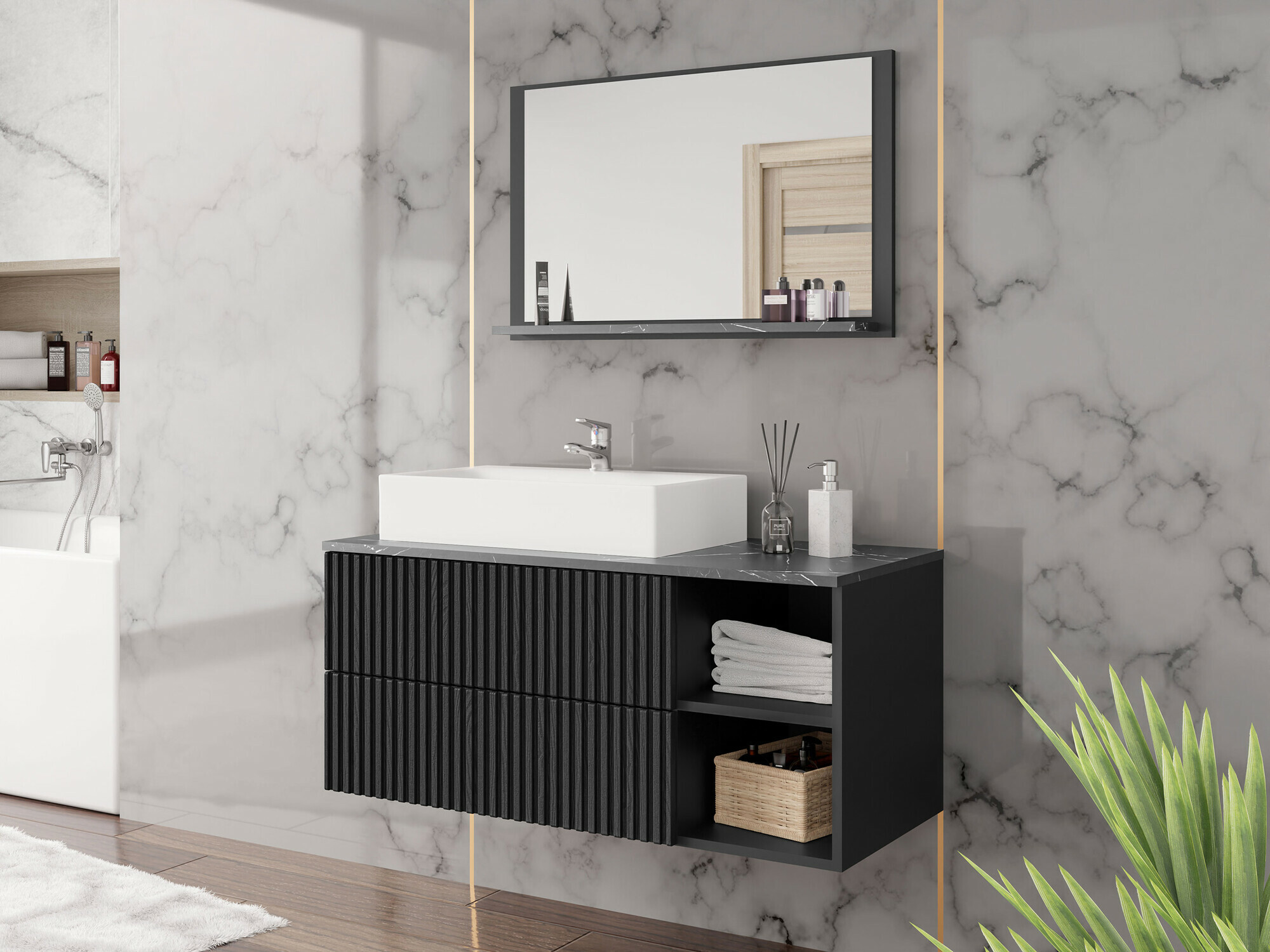 Set bagno Nauta (Nero + Marmo nero)
