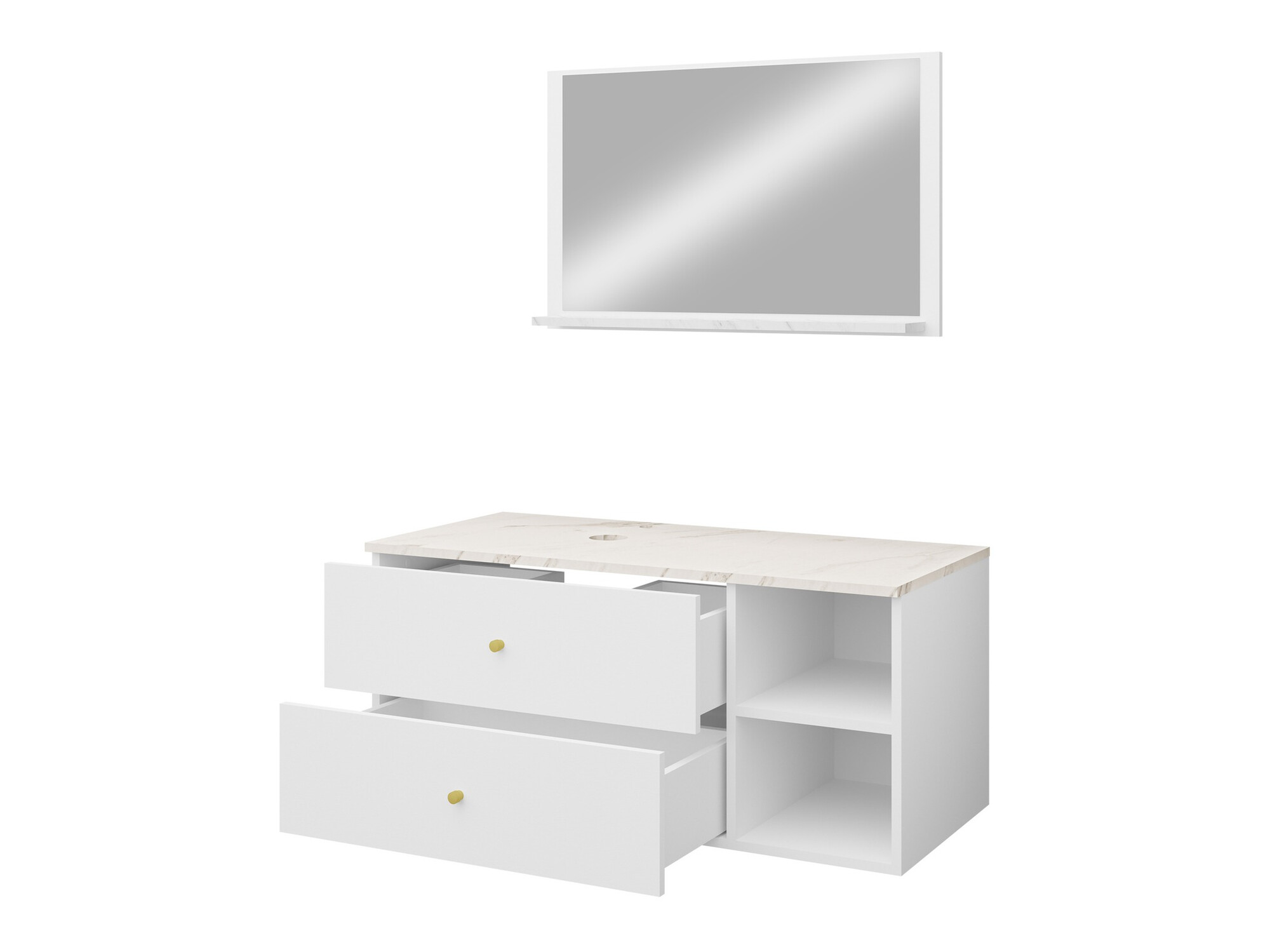Set bagno Salus I (Noce + Marmo bianco)