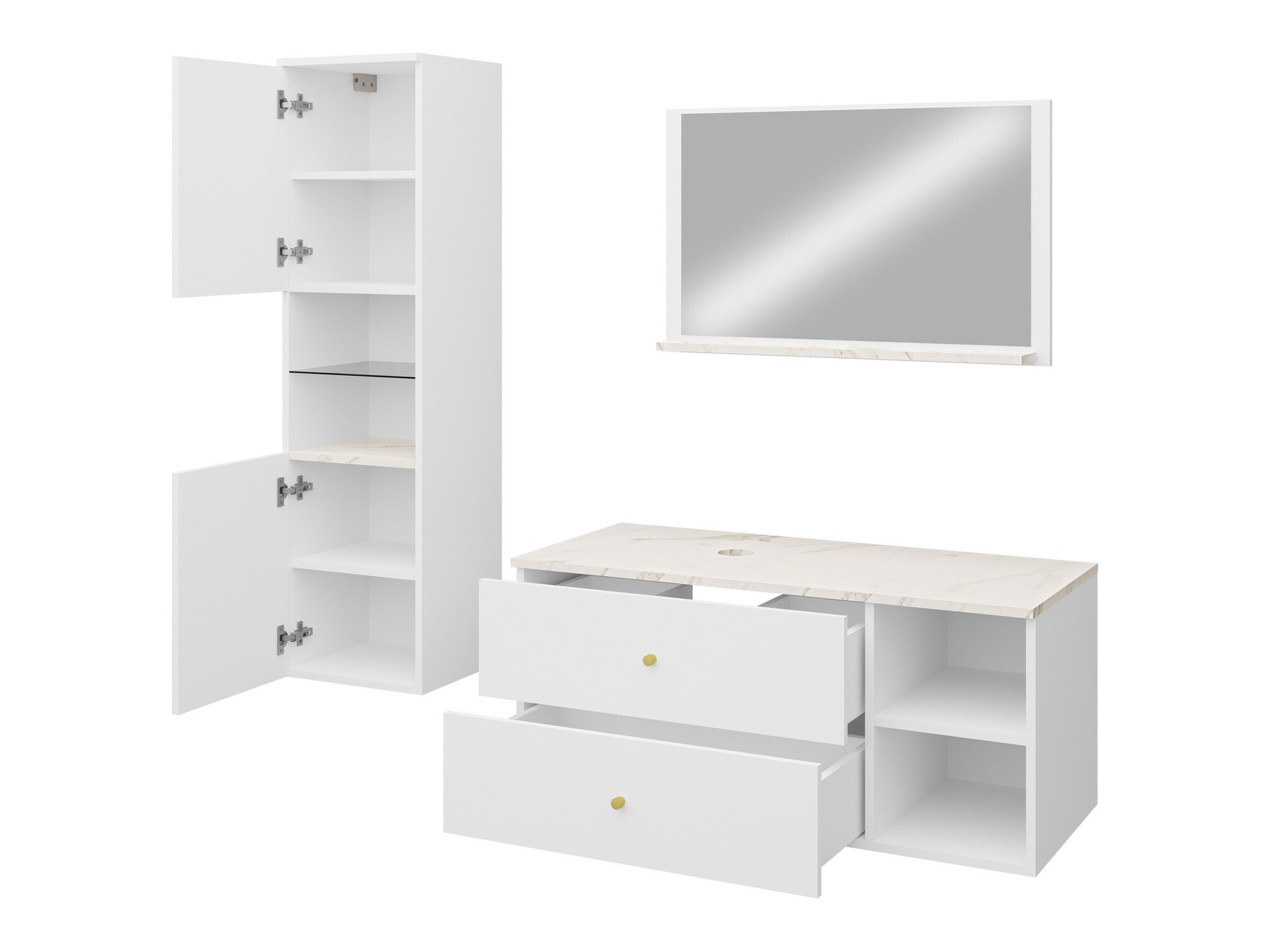 Set bagno Salus II (Noce + Marmo bianco)