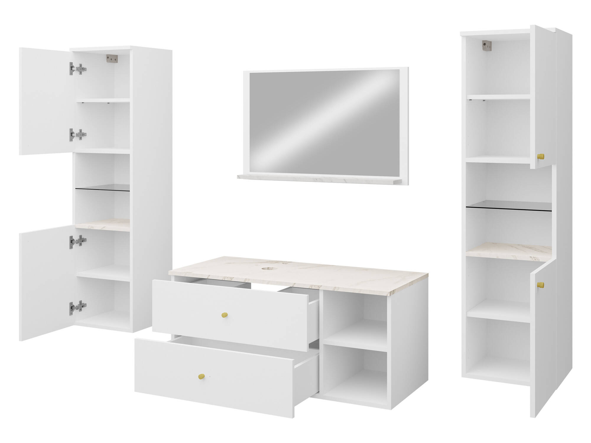 Set bagno Salus III (Noce + Marmo bianco)