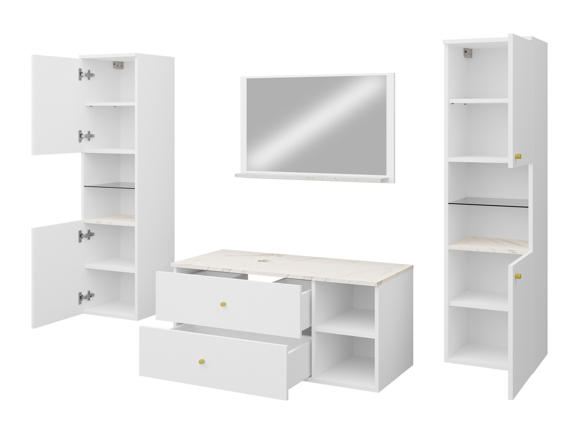 Set bagno Salus III (Noce + Marmo bianco)