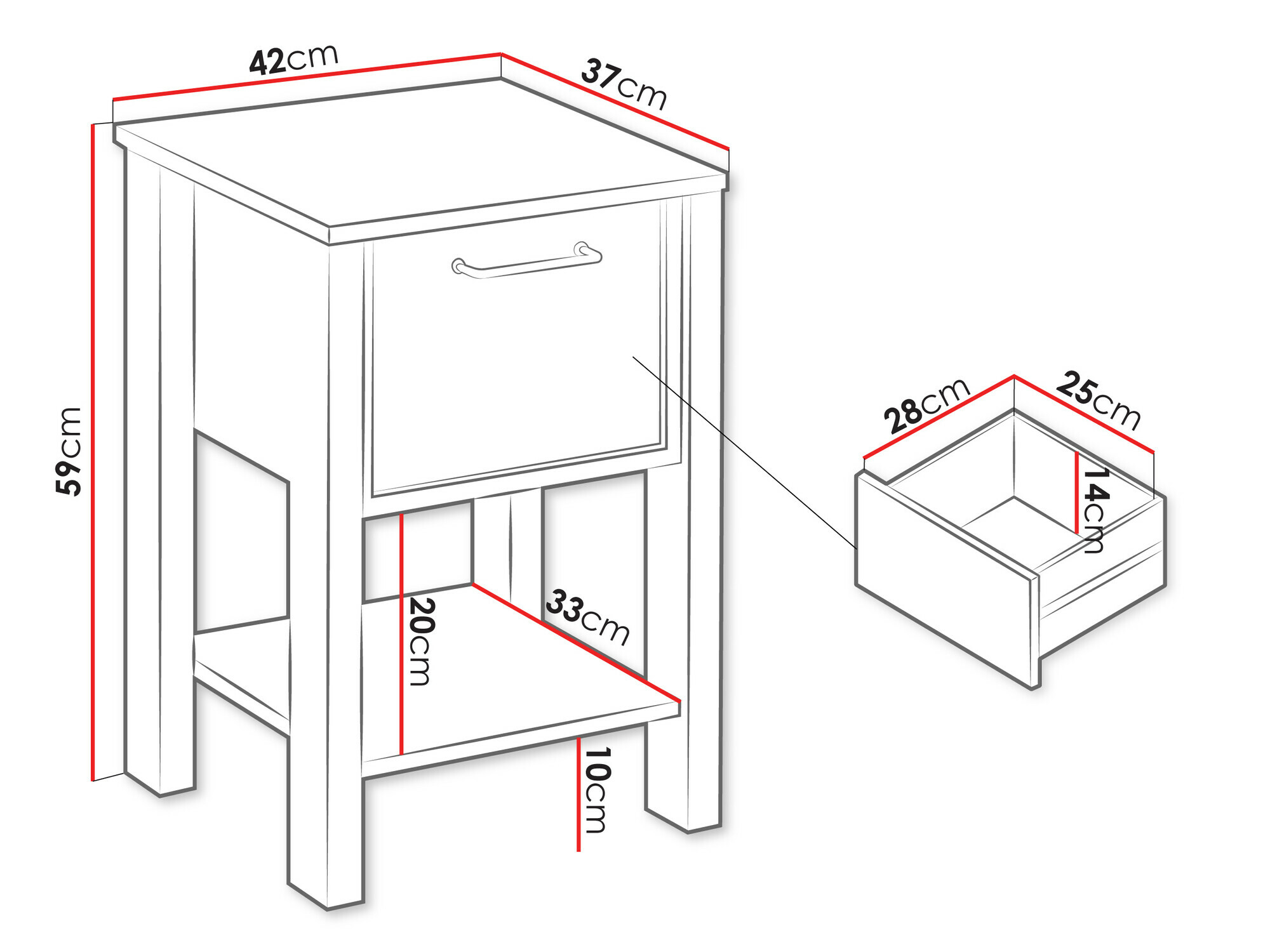 Comodino Venmelu 114 (Quercia di Wotan + Beige)