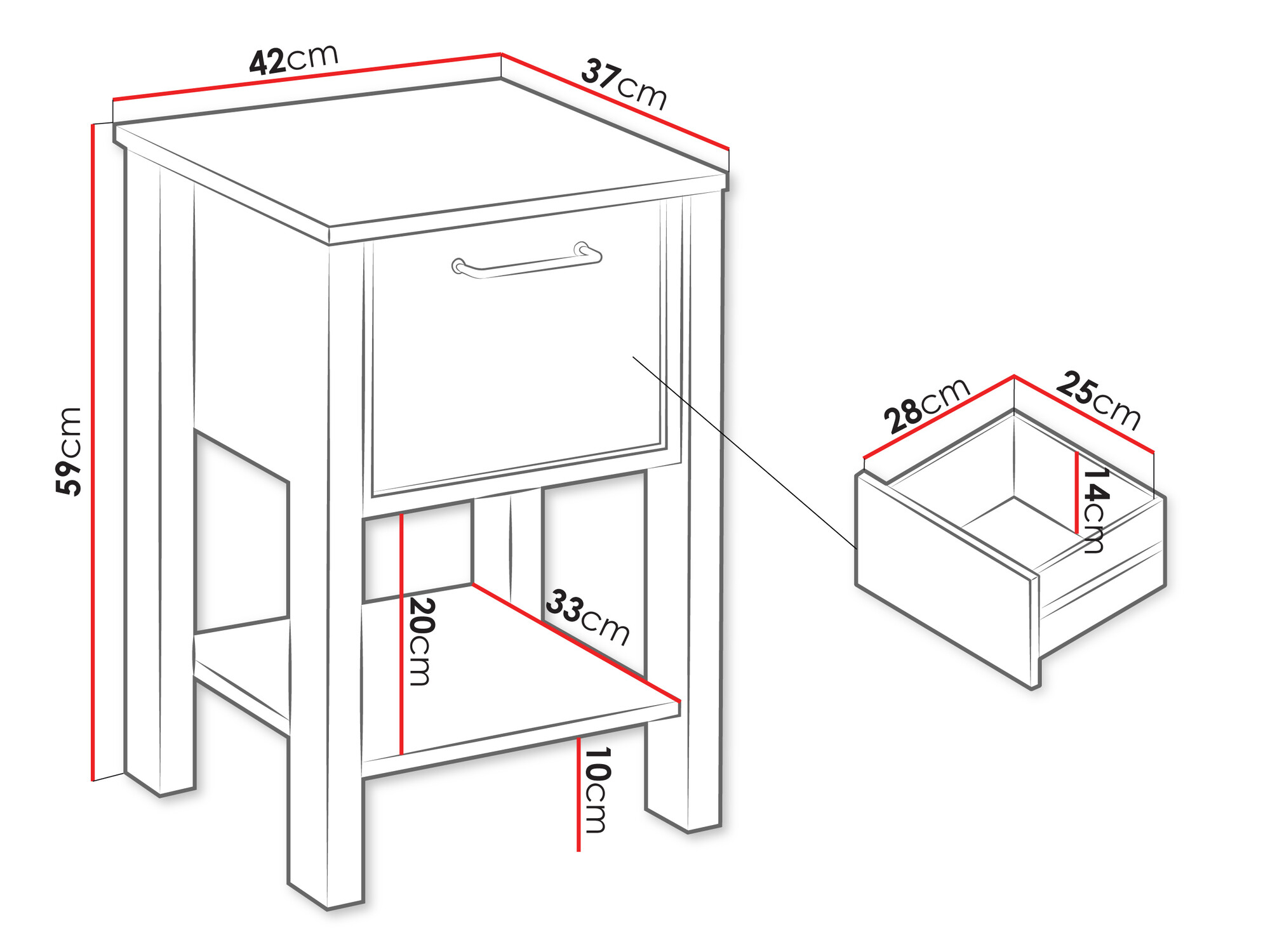 Comodino Venmelu 114 (Quercia di Wotan + Verde)