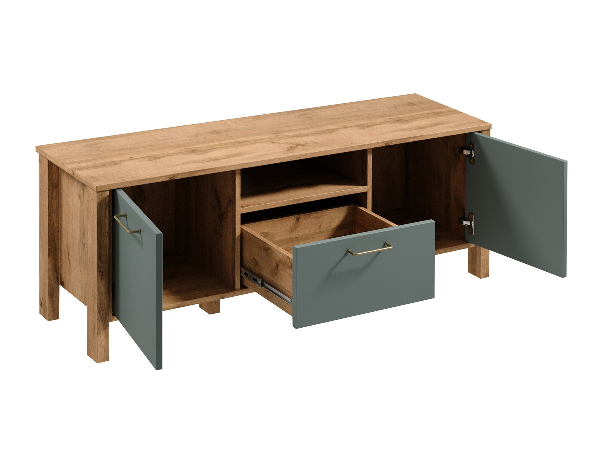 Parete attrezzata Venmelu 116 (Quercia di Wotan + Verde)