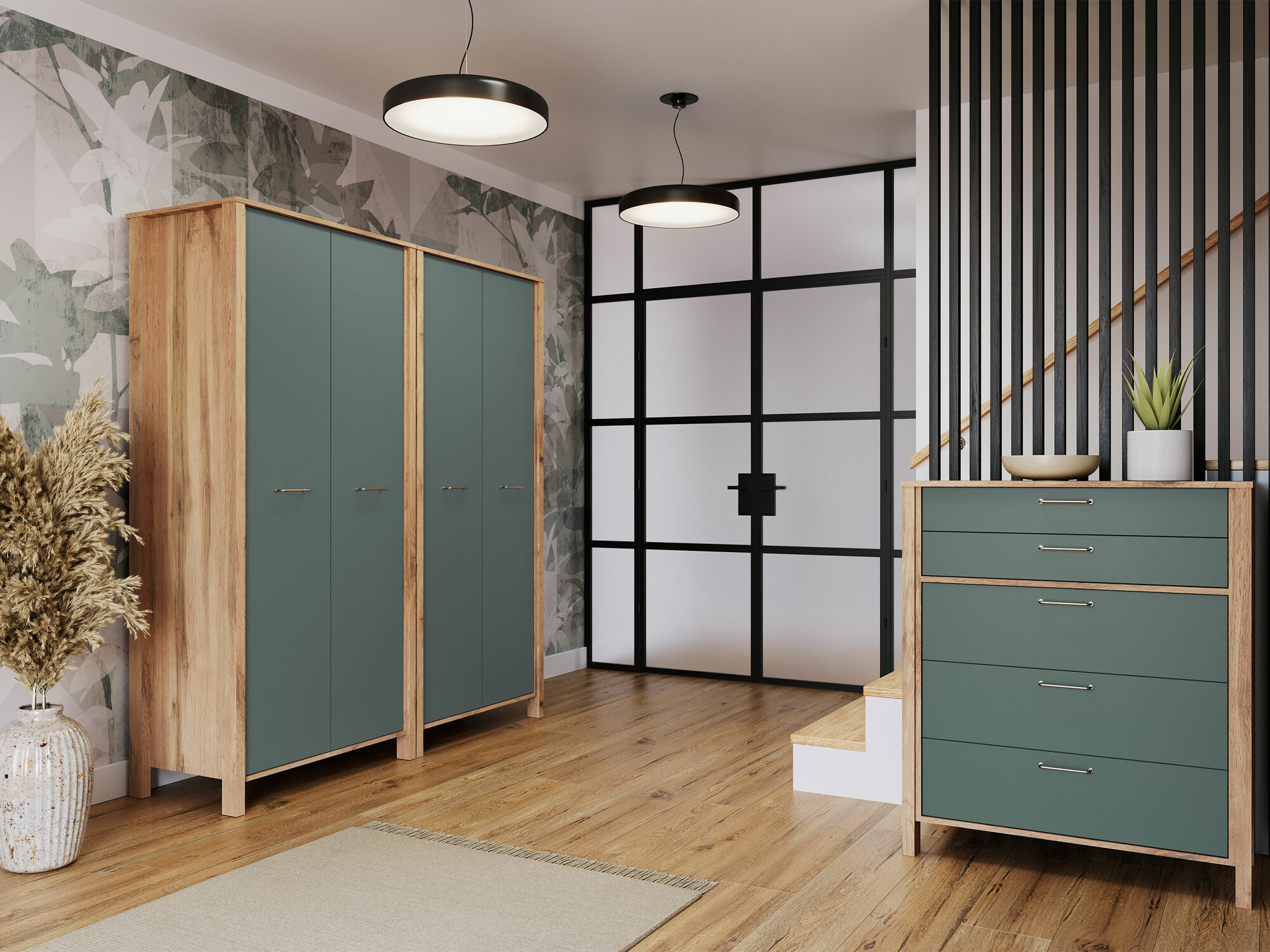 Set arredo da corridoio Venmelu 118 (Quercia di Wotan + Verde)