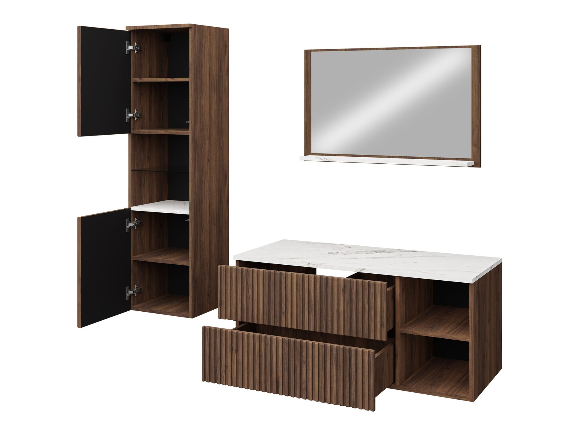 Set bagno Nauta I (Bianco + Marmo bianco)