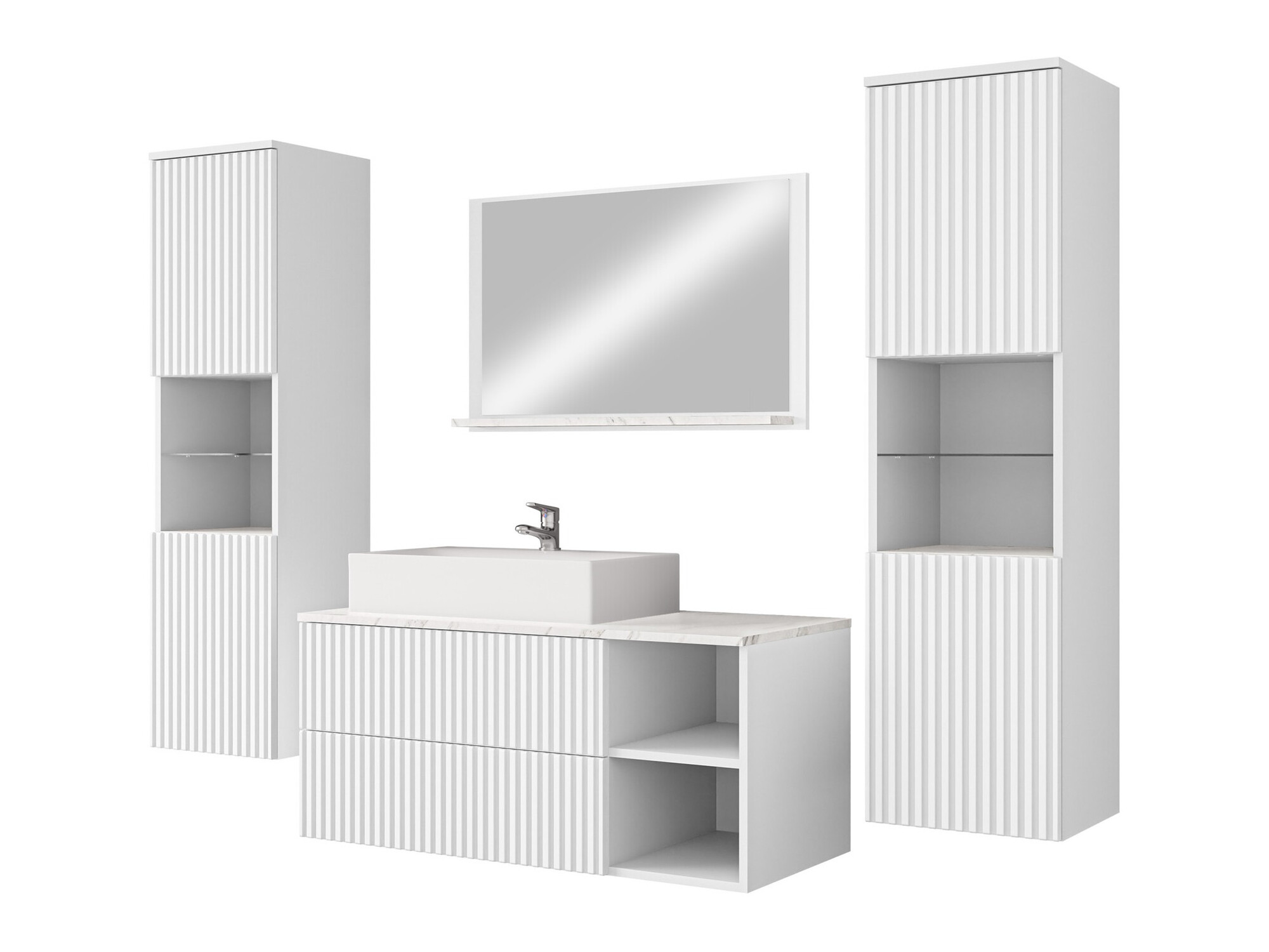 Set bagno Nauta II (Bianco + Marmo bianco)