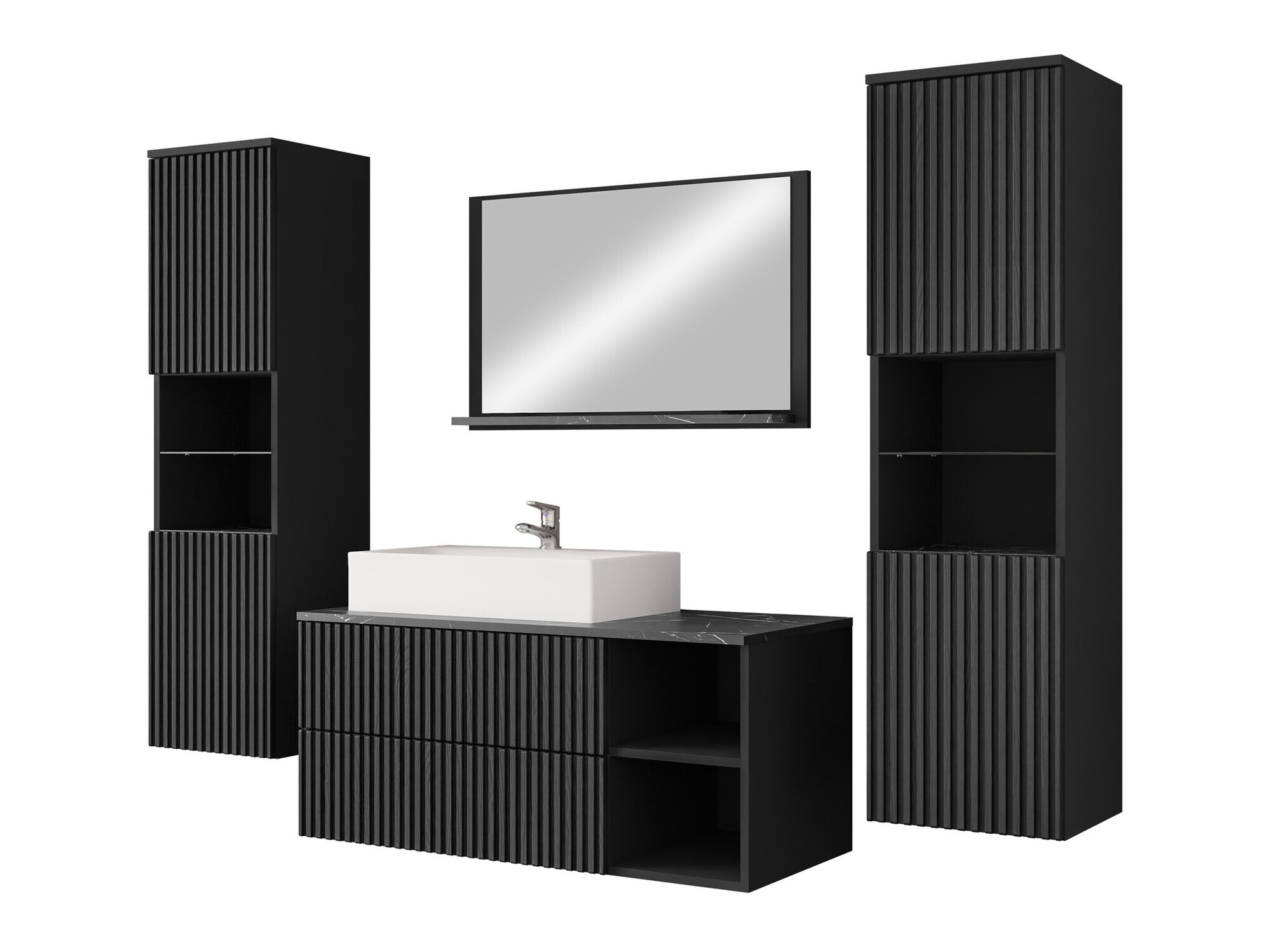 Set bagno Nauta II (Nero + Marmo nero)