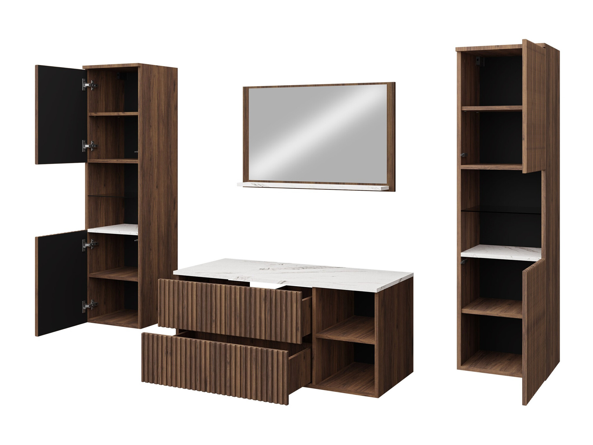 Set bagno Ophruvi 105 (Noce + Marmo bianco)