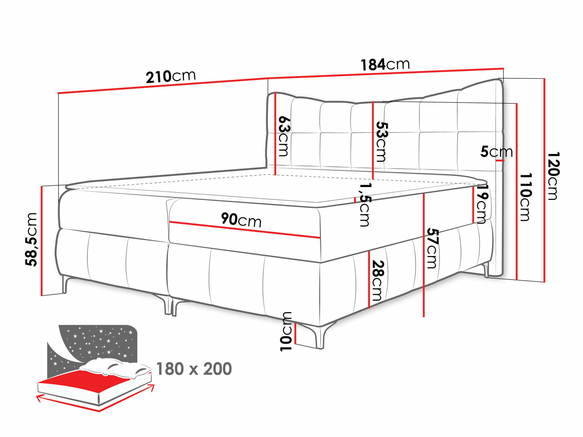 Letto continentale Littera (Freya 210.03)