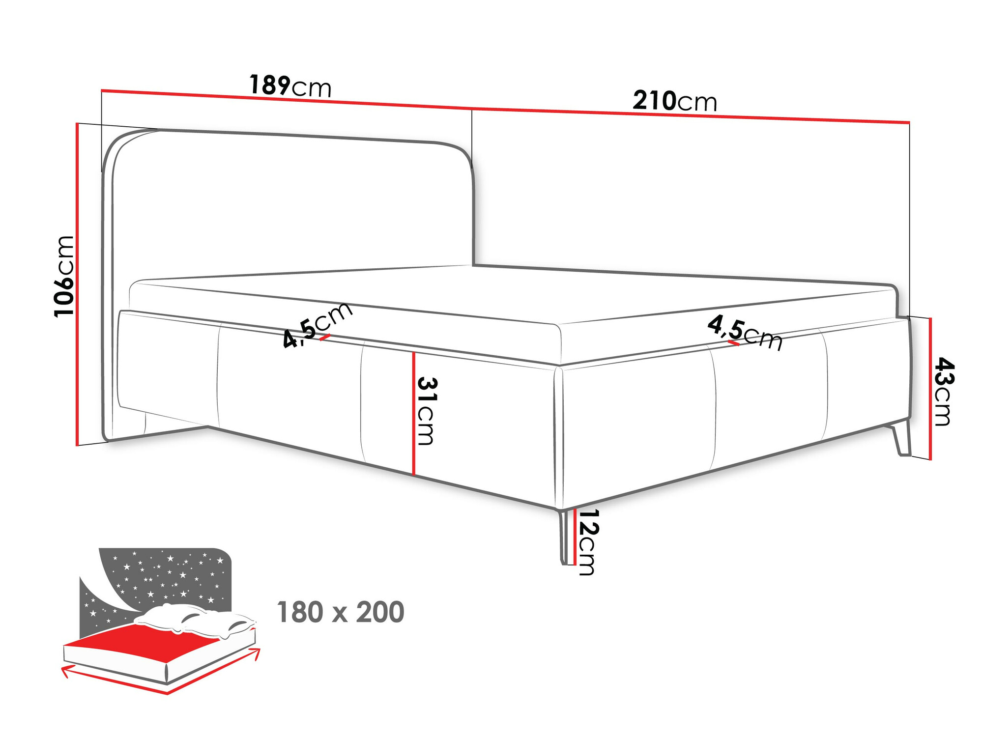 Letto ComfiDream Lumila (Velo 635)