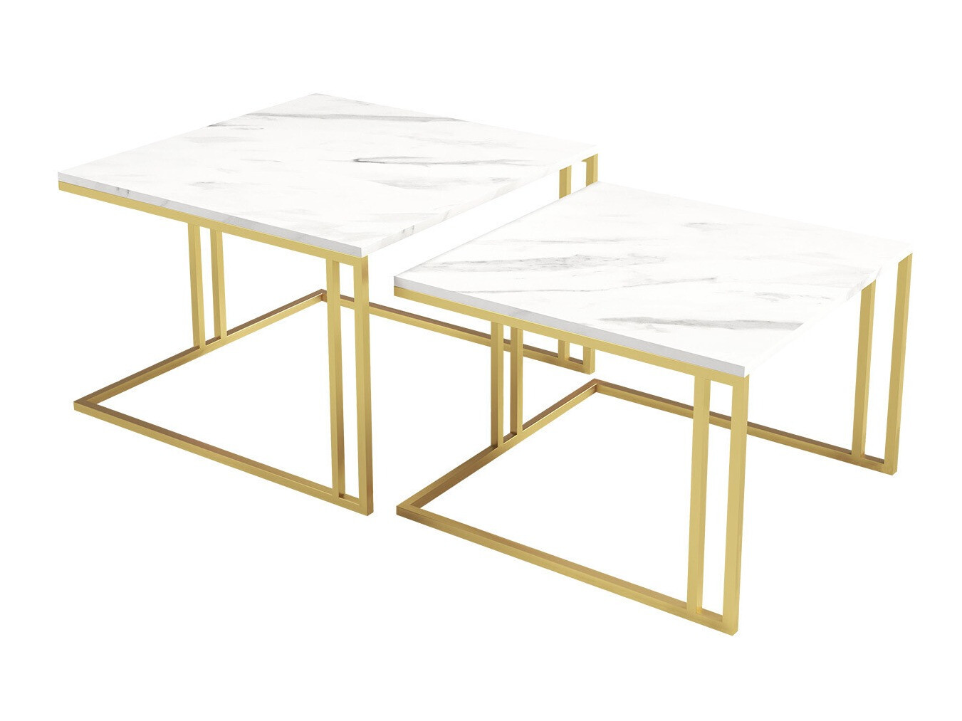 Set tavolino da caffè Oswego 110 (Marmo bianco + D'oro)