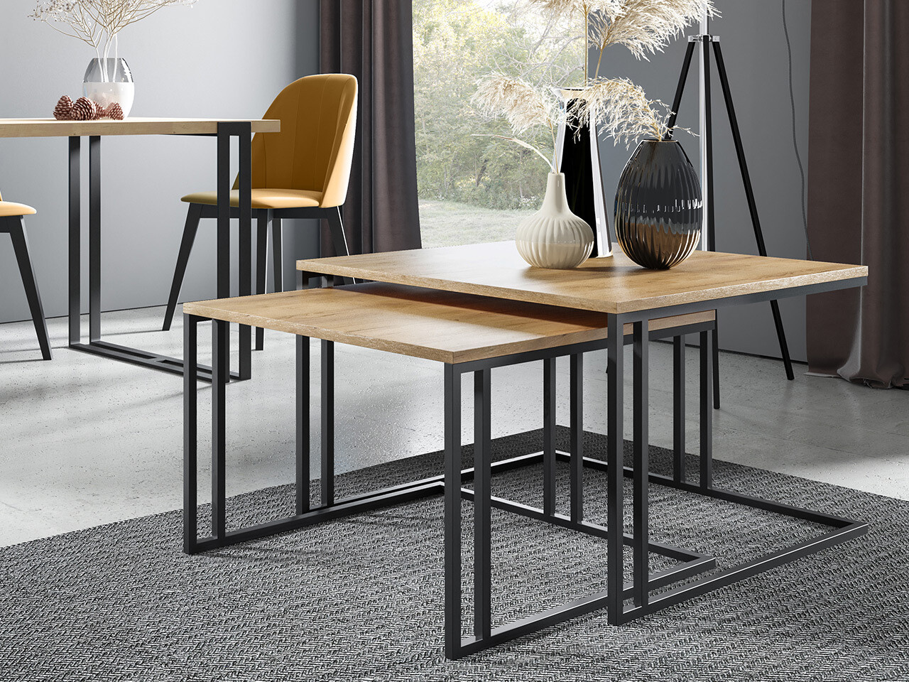 Set tavolino da caffè Oswego 110 (Marrone + Nero)