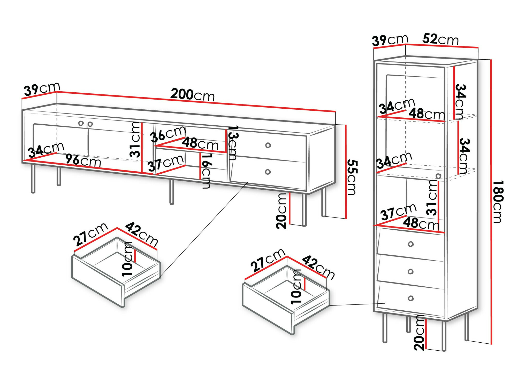 Parete attrezzata Feletri 109 (Bianco)