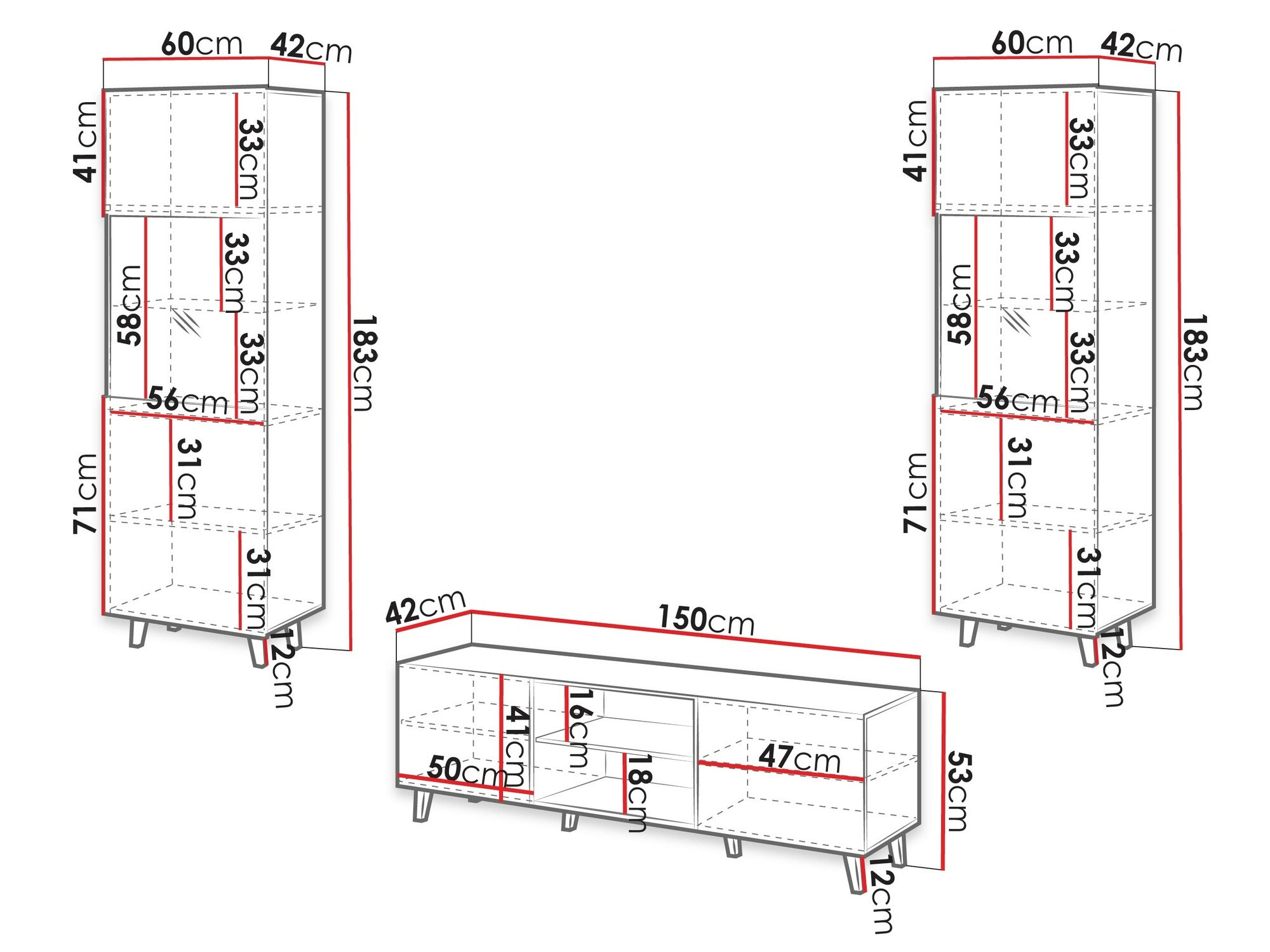 Parete attrezzata Comes (Quercia di Wotan)