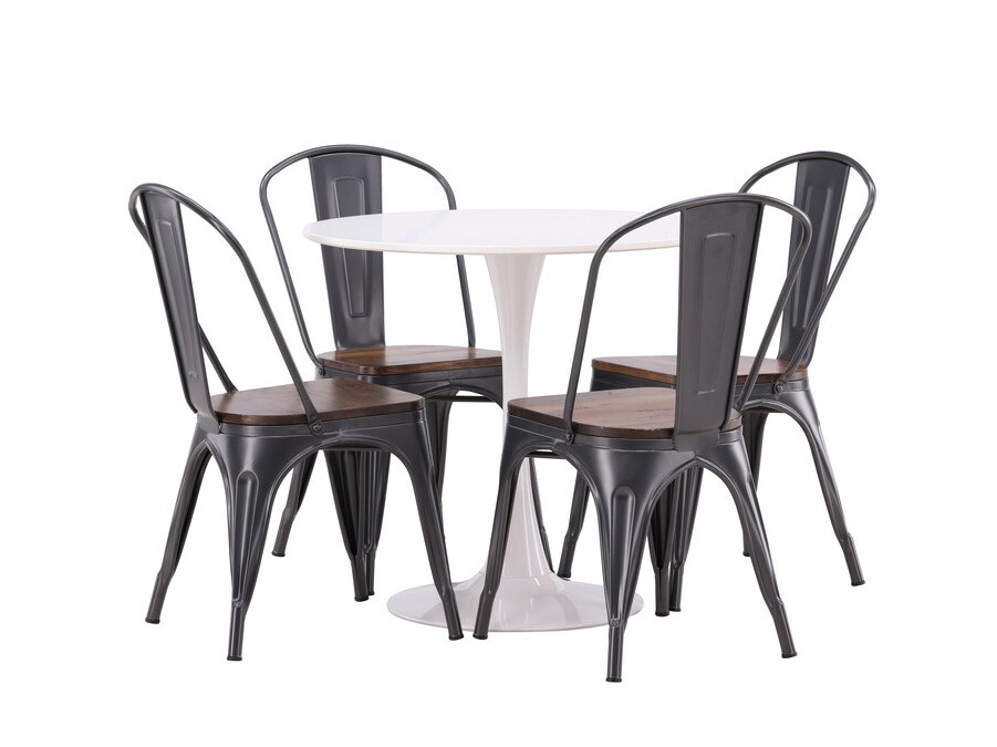 Set sala da pranzo Dallas 4589 (Nero + Noce)