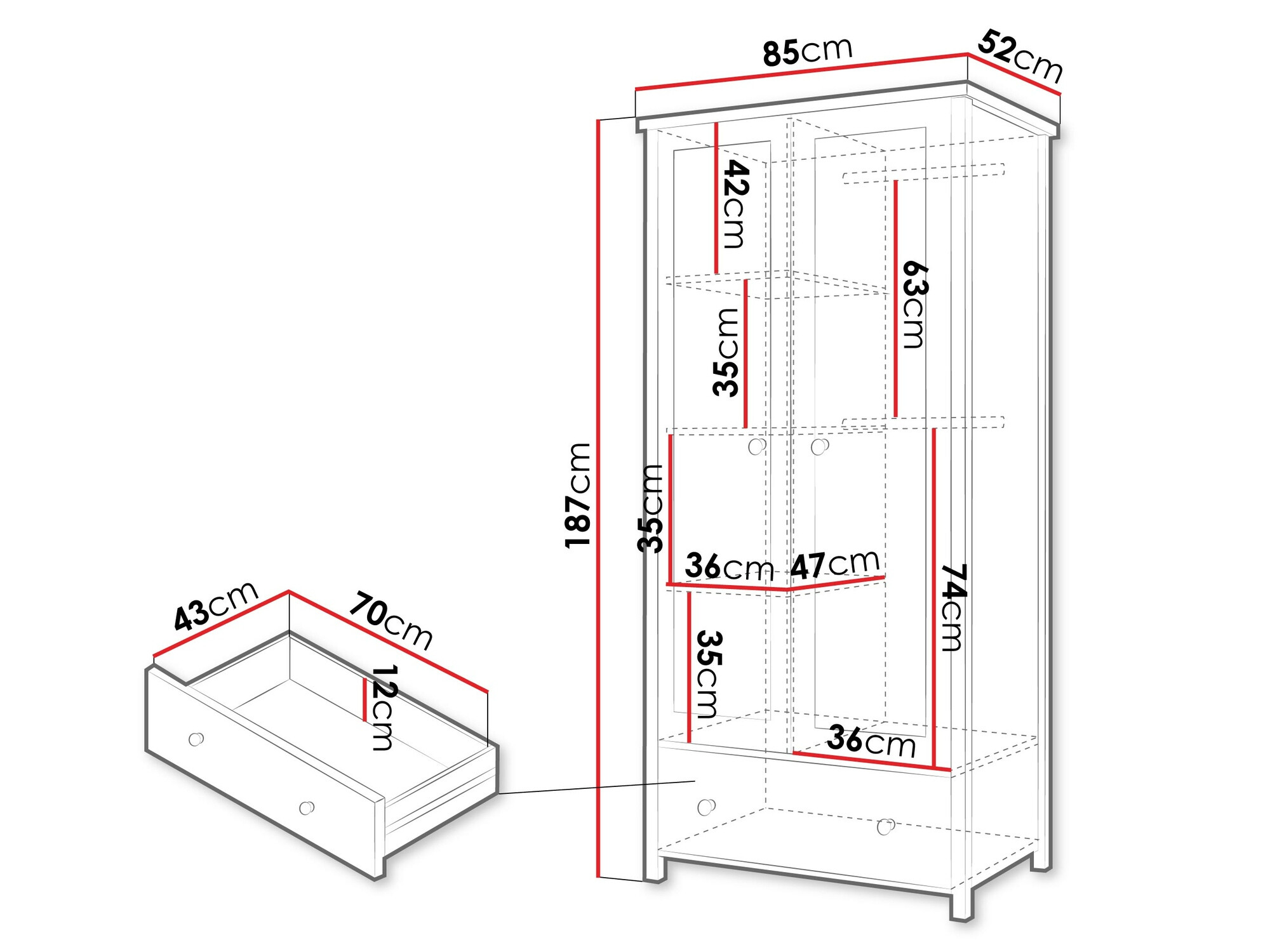 Armadio Romelbo 145 (Bianco + Quercia)