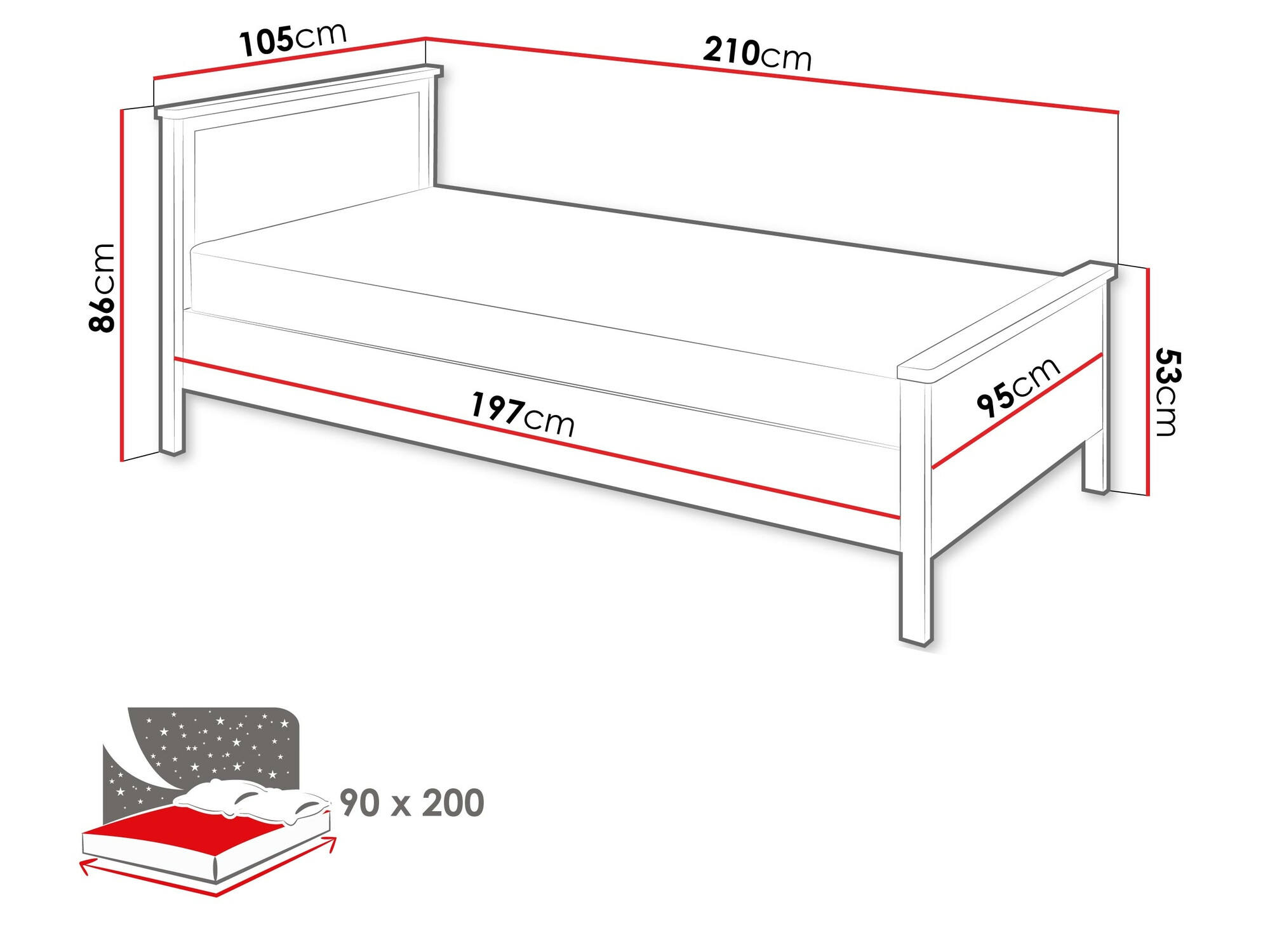 Letto Romelbo 148 (Bianco + Quercia)