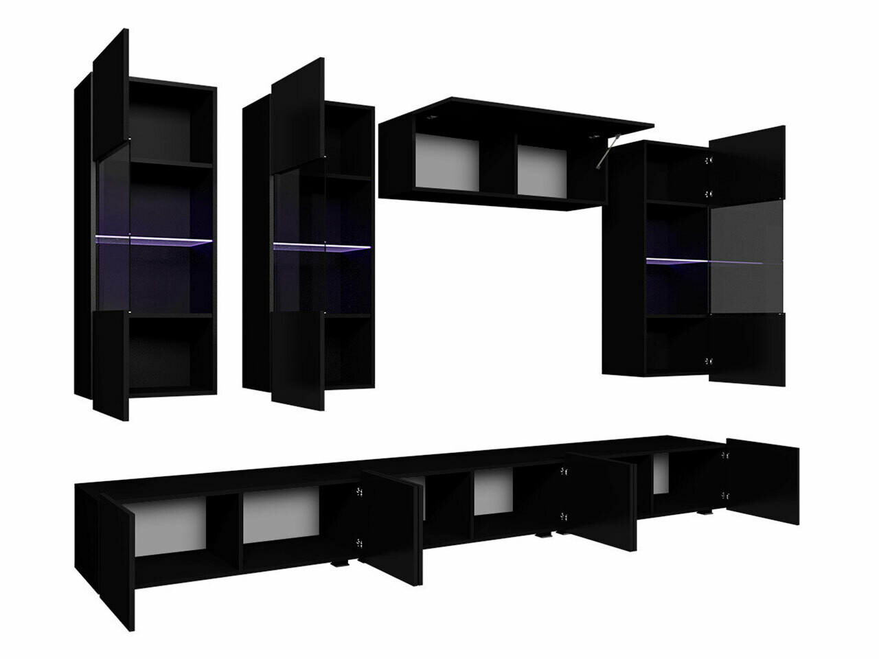 Parete attrezzata Tivdalu 121 (Bianco + Bianco lucido)